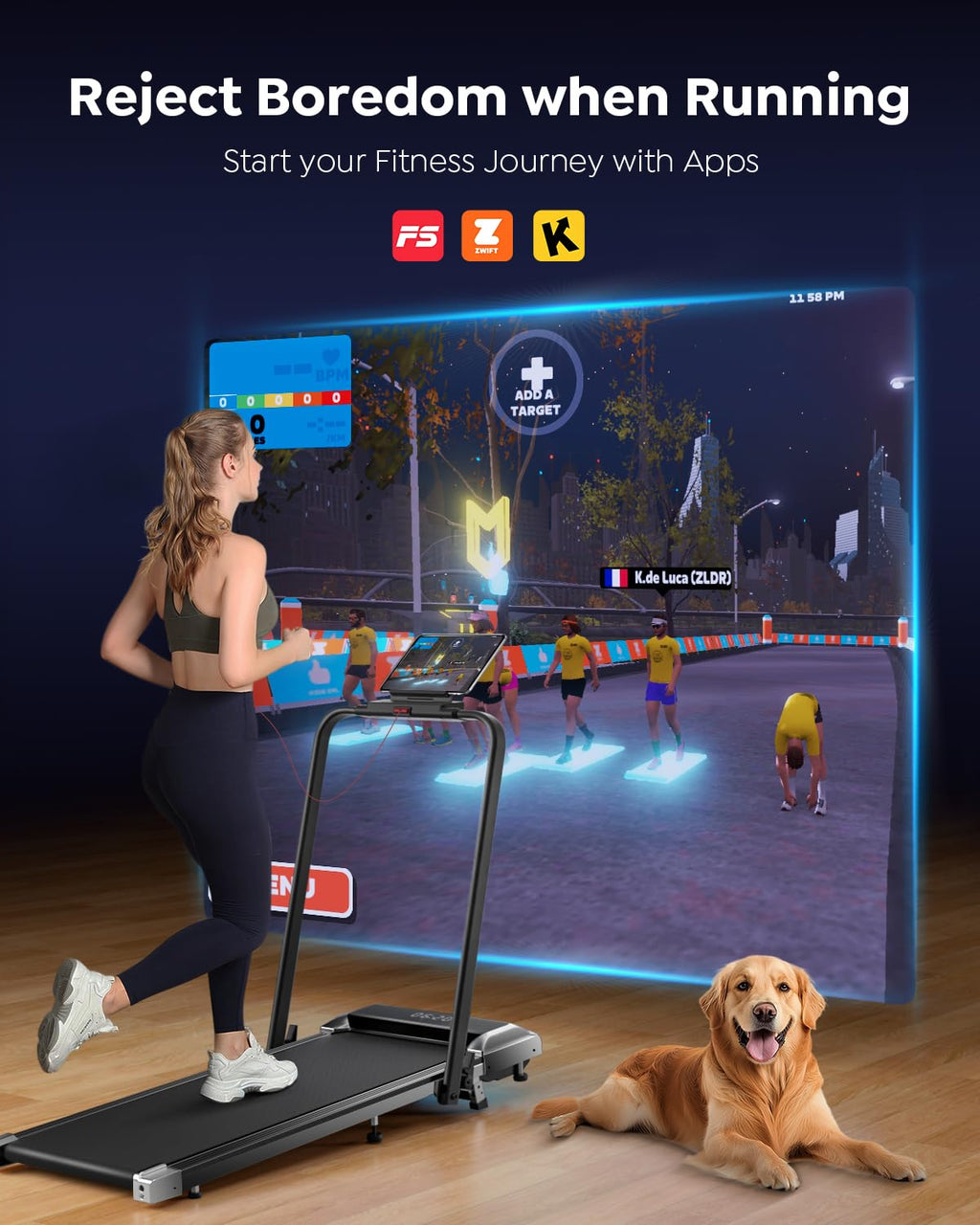 Acezoe Walking Pad Treadmill with Incline, 2 in 1 Foldable Treadmills for Home Small Office, 300lbs Portable Compact Under Desk Treadmill with App, Remote Control and LED Display