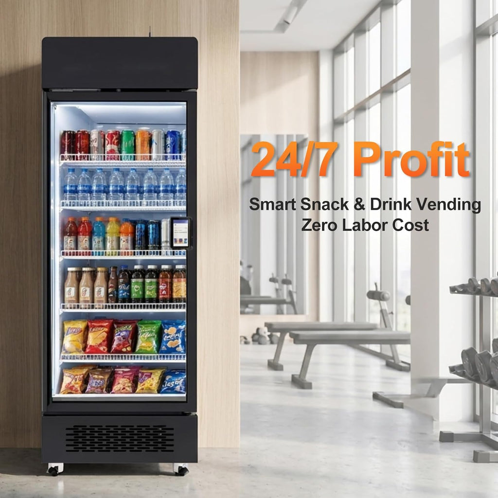 AFEN Vending Machines for Business, 530L AI Smart Vending machine with Vision Recognition, Grab & Go Open Door, Cashless Snack & Drink Combo with App Management for Office/School/Gym