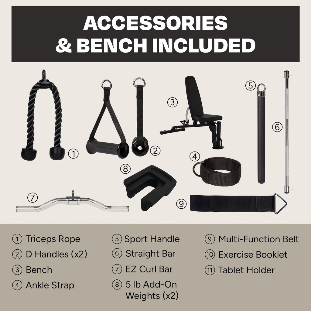 Inspire Fitness FTX Functional Trainer - Compact at Home Workout Machine with Accessories - Space Saving Design - Home Gym Cable Machine and Two 165 lb Weight Stacks