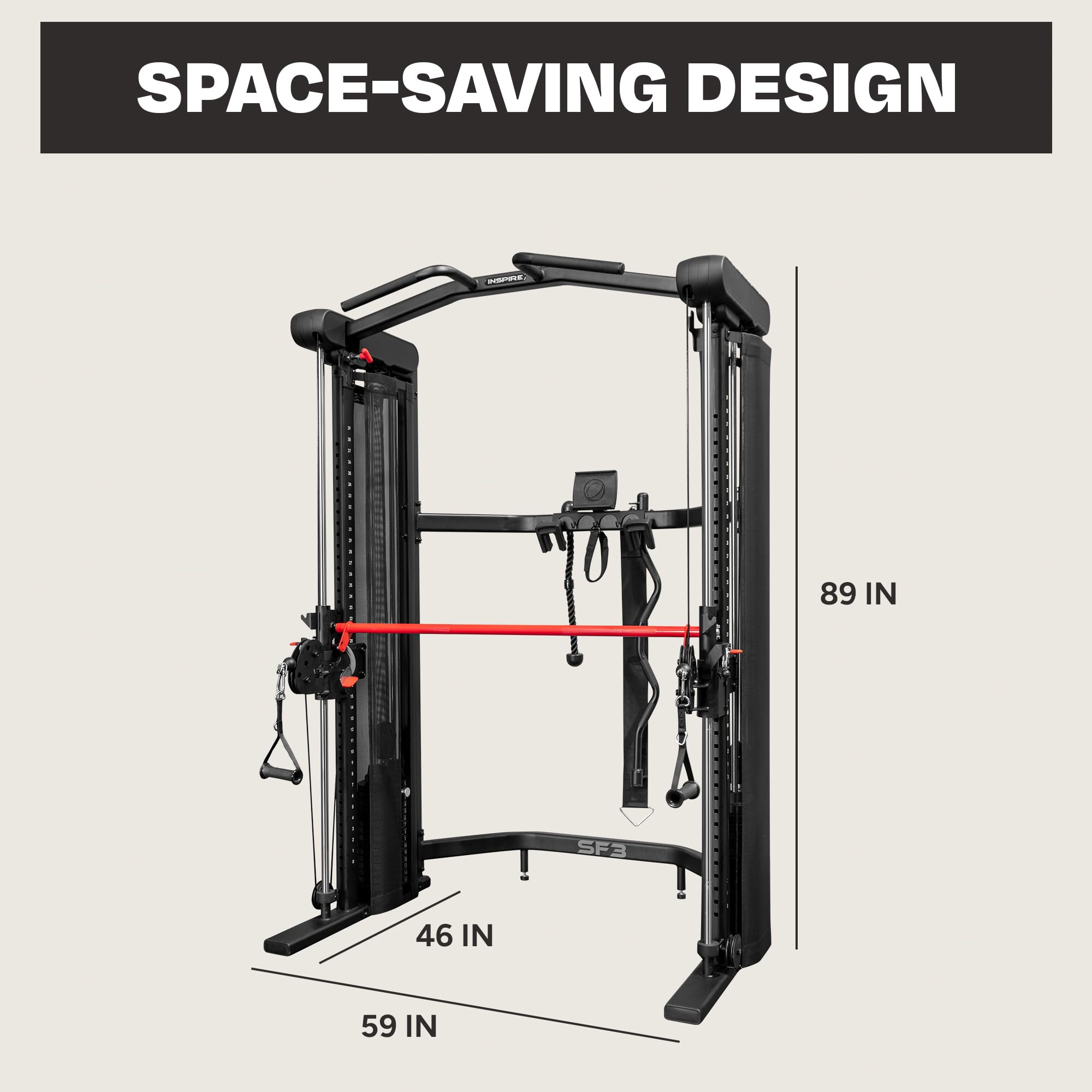 Inspire Fitness FTX Functional Trainer - Compact at Home Workout Machine with Accessories - Space Saving Design - Home Gym Cable Machine and Two 165 lb Weight Stacks
