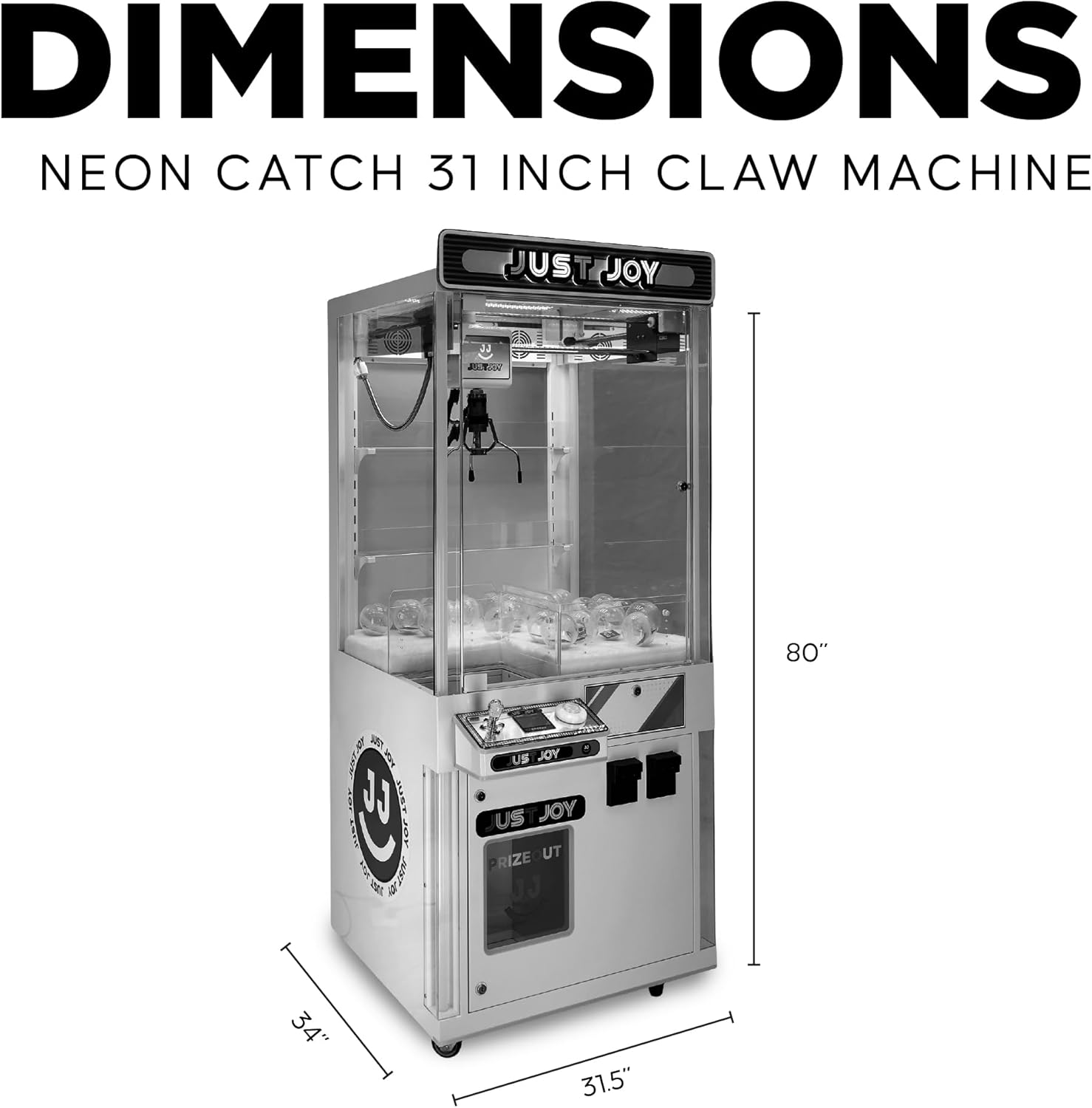 CREATIVE ARCADES Full-Size Commercial Grade Claw Machine - Neon Lights and Light up Marquee - 31" x 80" H, Adult Size Crane Game - Great for Corporate Events, Businesses, Parties, etc.