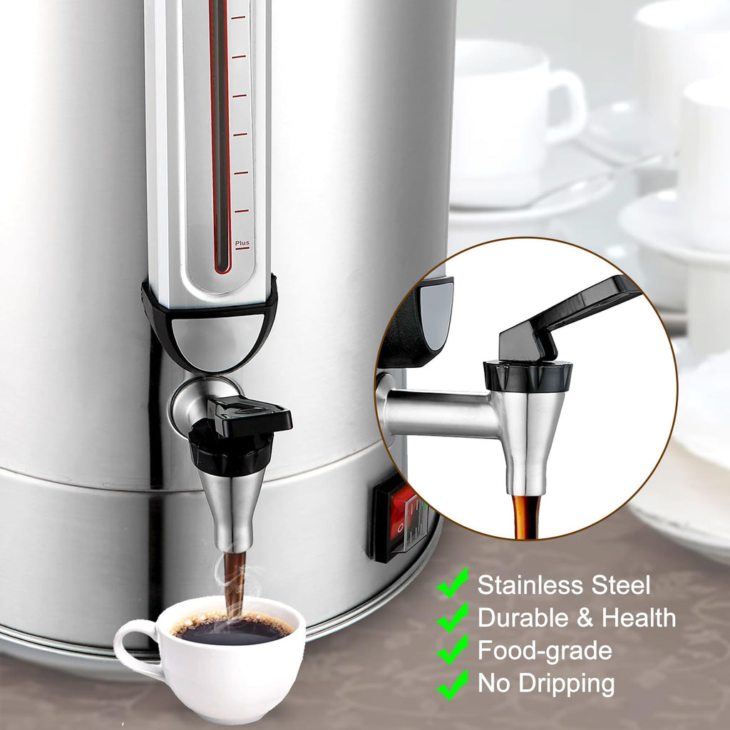 Commercial Coffee Urn 24L 160Cup Stainless Steel Quick Brew Hot Dispenser for Catering, Commercial Grade Large Capacity Coffee Maker For Meeting Rooms, Church, School, for 100+ Guests
