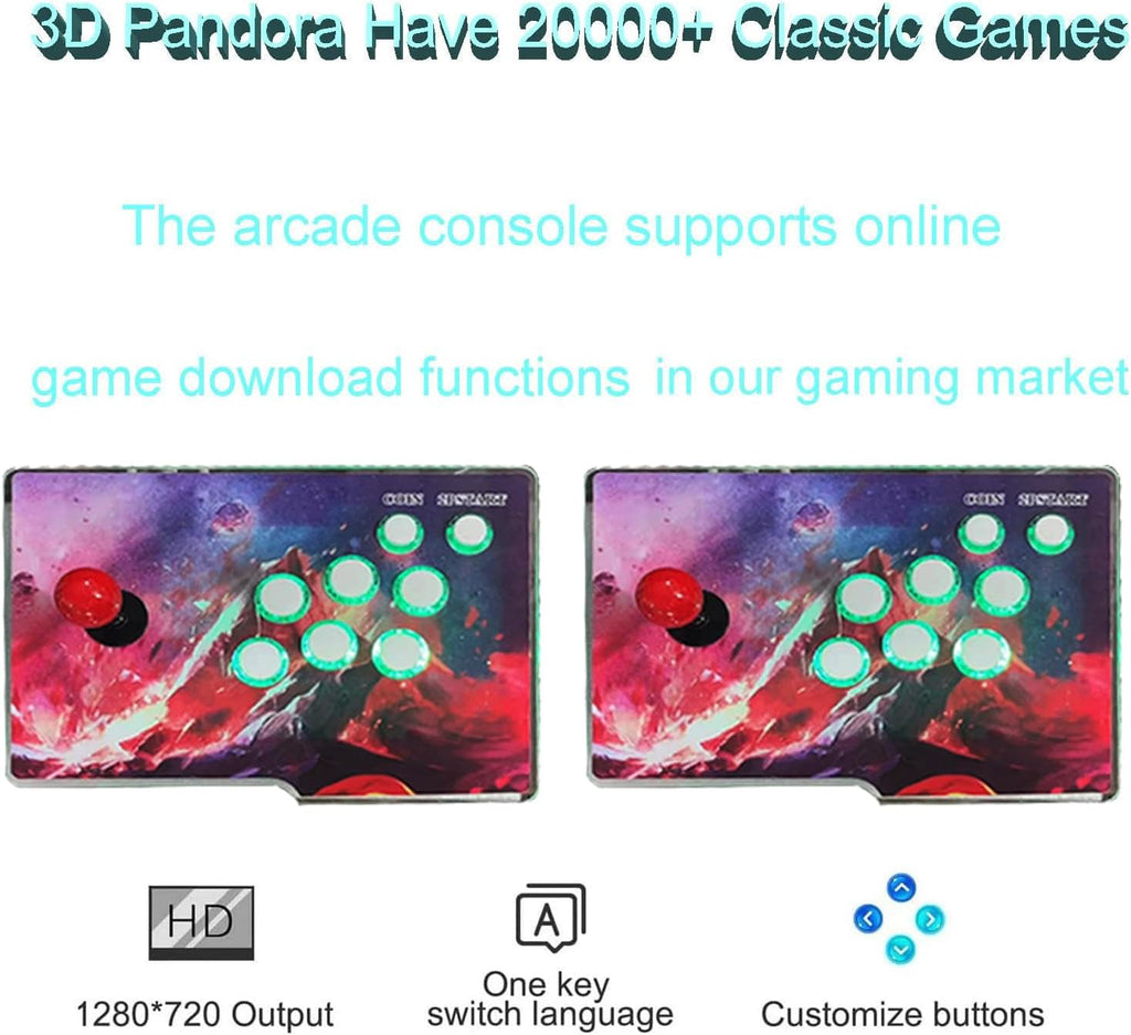 【36700 Games in 1】 Separate 3D WiFi Pandora's Box, Separate 2 in 1 Classic Arcade Game Console, 2 Joysticks, Support 3D, 1280x720 Full HD, Search/Save/Hide/Pause Game up to 4 Players