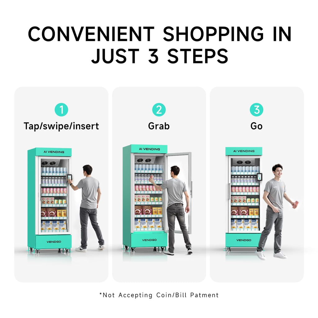 Smart Ai Vending Machine with Card Reader, Snack & Drink Combo, 6-Layer, 700 Can (300ml) Capacity, Refrigerated, Ai Visual Recognition & App Management, Vending Machines for Business