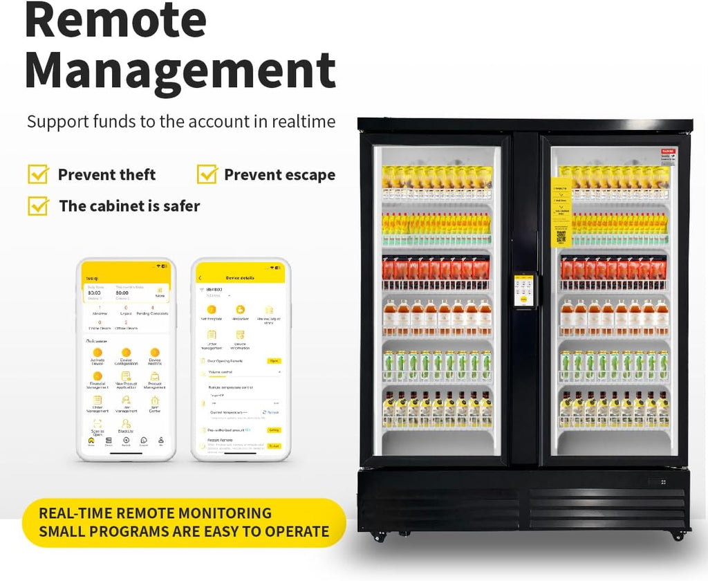HAHA Large Vending Machine, Self-Service Refrigerated Cabinet, Double Door Display Smart Cooler with POS/NFC Payment for Operator/Unmanned Stores/Factory (864 Bottle Capacity)