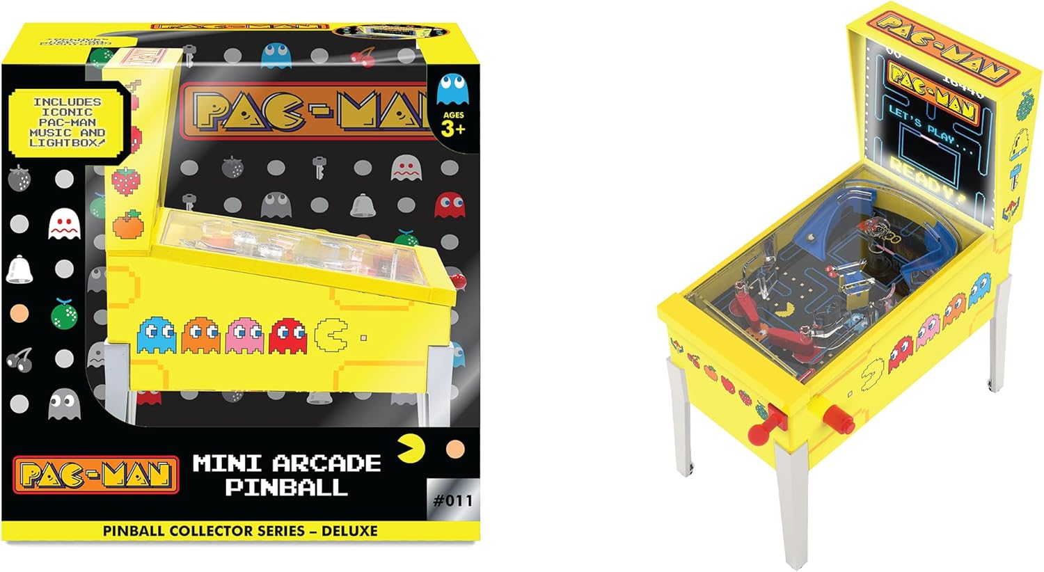Pac-Man: Mini Arcade Pinball - Deluxe Collector Series, Lights & Sounds, Classic Tabletop Game, Skill Shot Challenges, Licensed Toy, Adults & Kids 3+