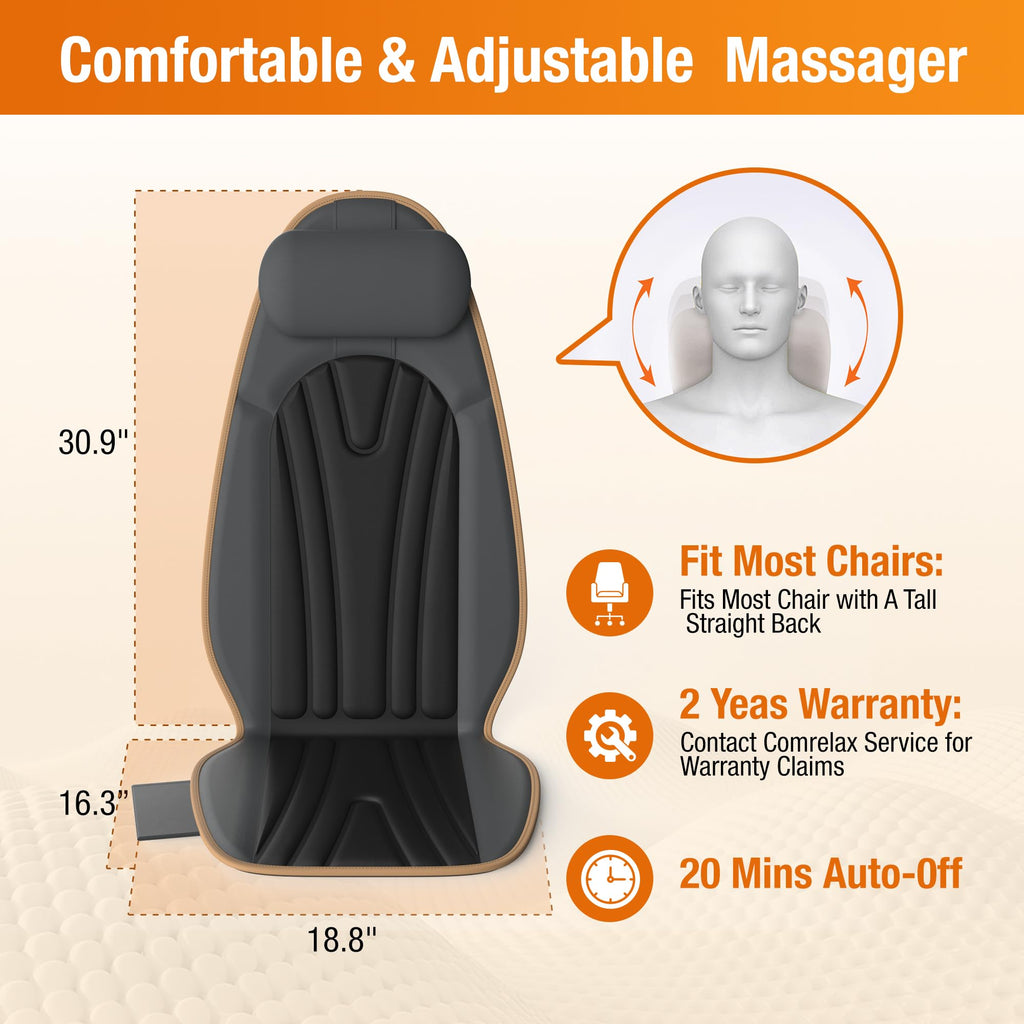SLOTHMORE Back Massager for Chair, Massage Seat Cushion with Neck Support, Vibration Massage Pad for Full Body Massage for Office Chair, Home Use, Father Day Gifts