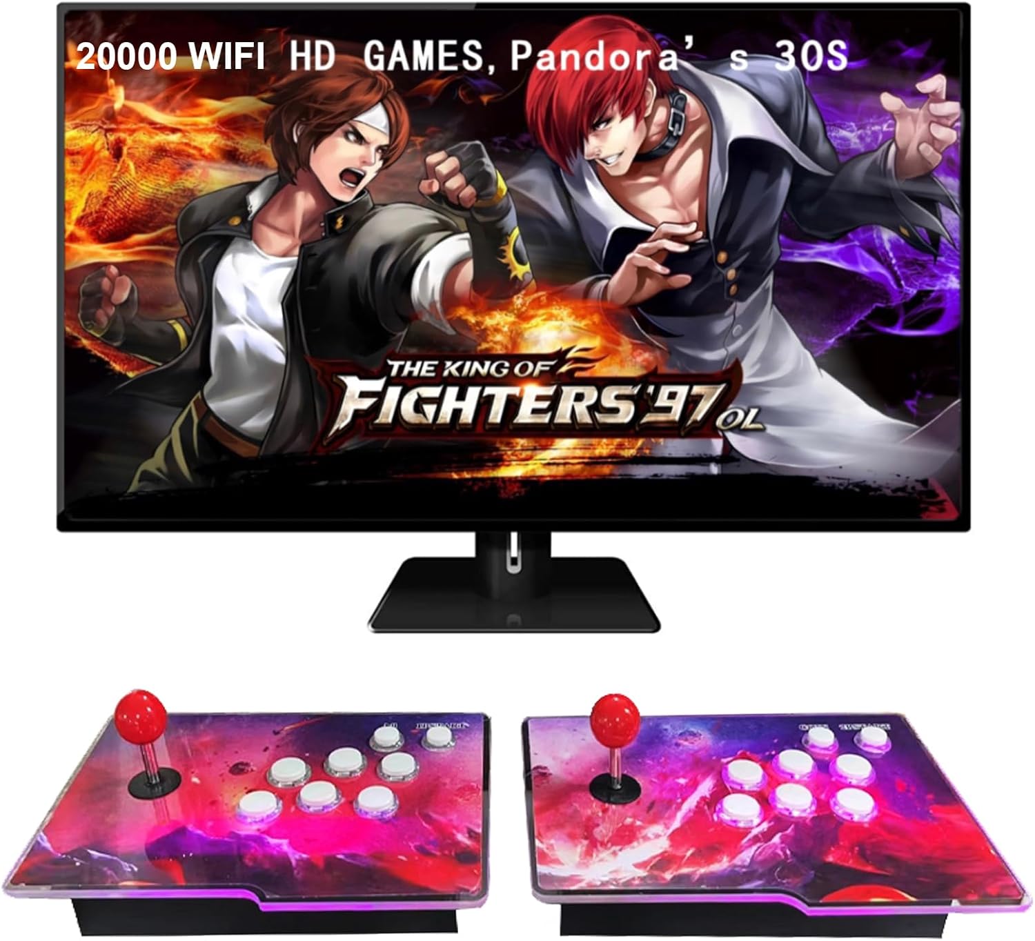 【36700 Games in 1】 Separate 3D WiFi Pandora's Box, Separate 2 in 1 Classic Arcade Game Console, 2 Joysticks, Support 3D, 1280x720 Full HD, Search/Save/Hide/Pause Game up to 4 Players