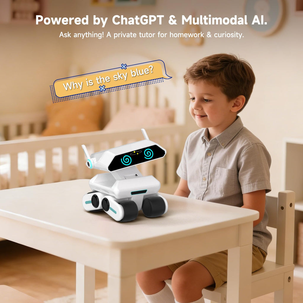 AI Robot for Kids, ChatGPT Powered Interactive Smart Companion, STEAM Educational Programmable Toy with Visual Recognition & Emotion-Aware, Personalized AI Friend for Teens Yonbo