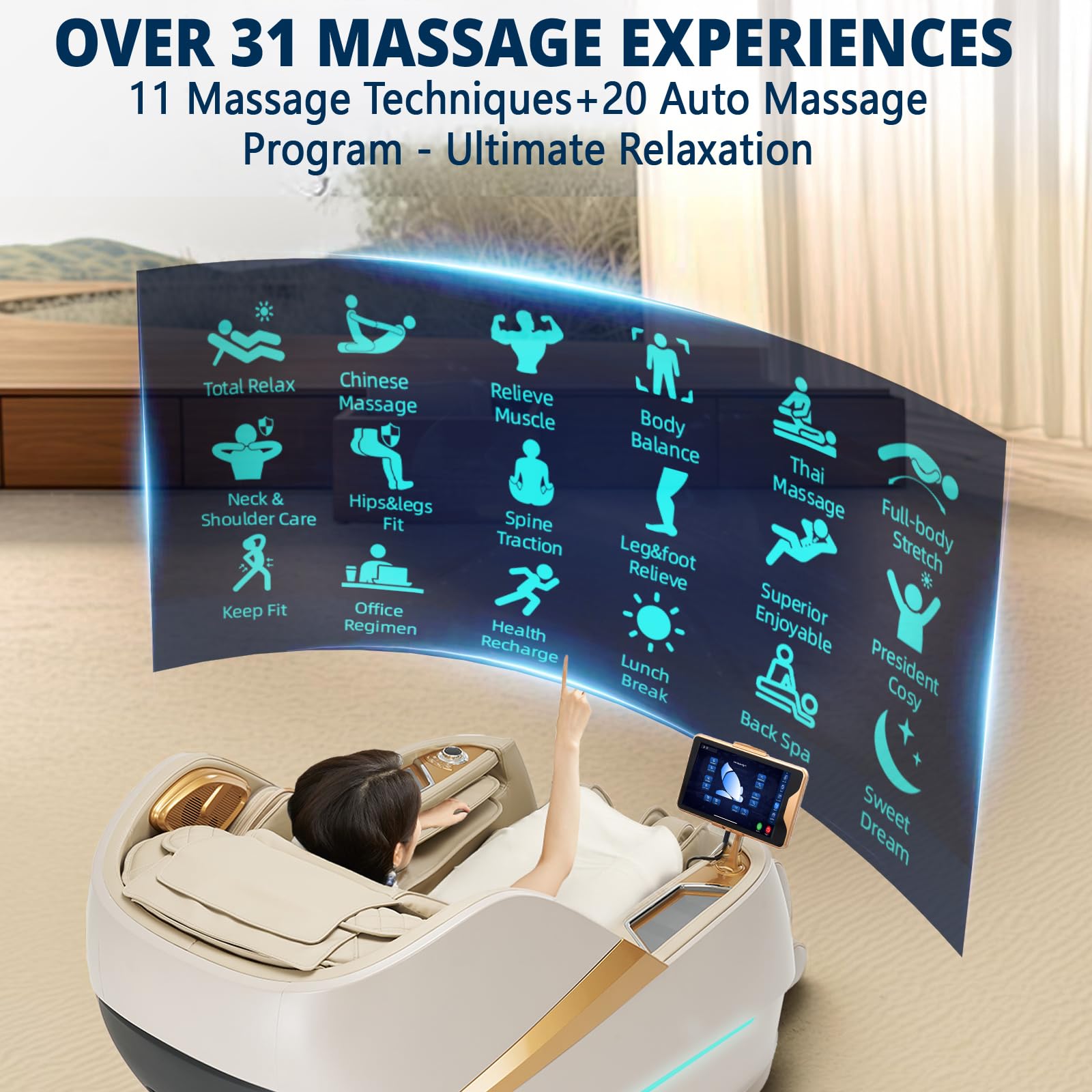HealthRelife 4D Massage Chair Full Body Zero Gravity Recliner - 55“ SL-Track,20 Auto Modes,11 Massage Technique,40 Airbags Massage,with Yoga Stretch,APP Control,Negative Oxygen lons（Grey）
