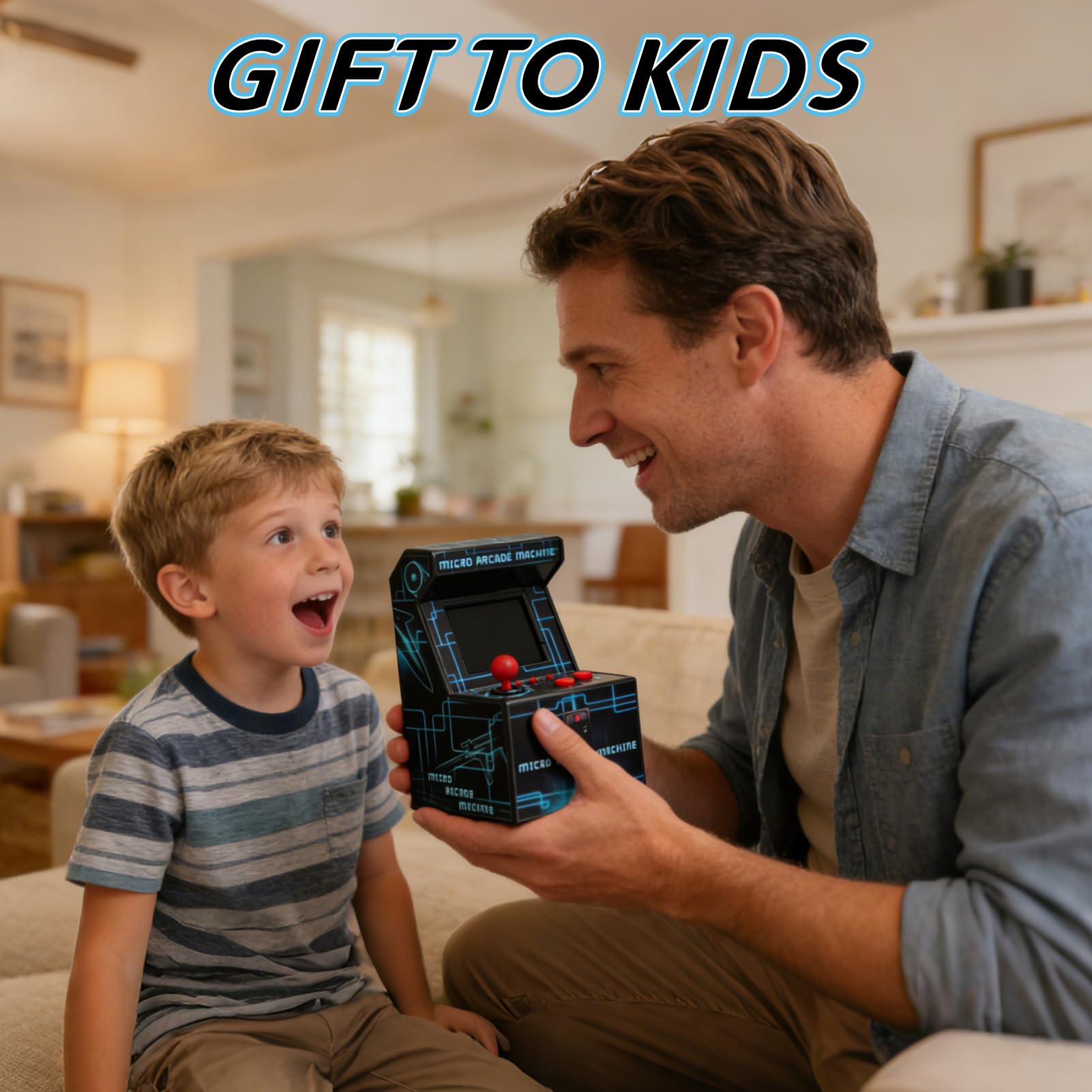 Retro Handheld Game Console for Kids, Mini Arcade Machine with 240 Built-in Games, Portable Travel Toy, Ready to Play, 2.5" Screen, Easy Joystick, Gift for Boys Girls Ages 3-8 (Batteries Included)