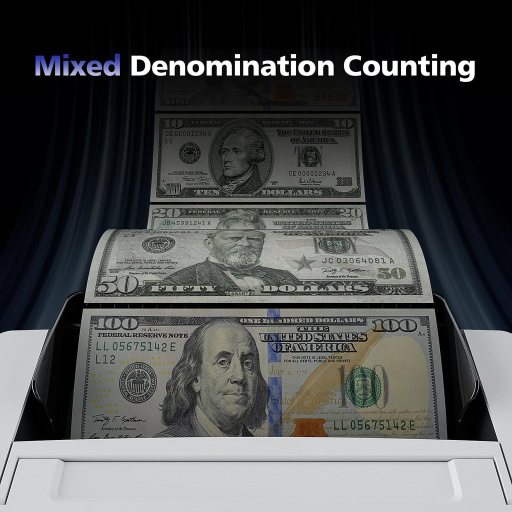 N71 Money Counter Machine Mixed Denomination, Dual-Display Mixed Denomination Value Counting Machine with CIS/UV/MG/IR/DD Counterfeit Detection, Multi-Currency for Business & Retail, 3-Year Protection