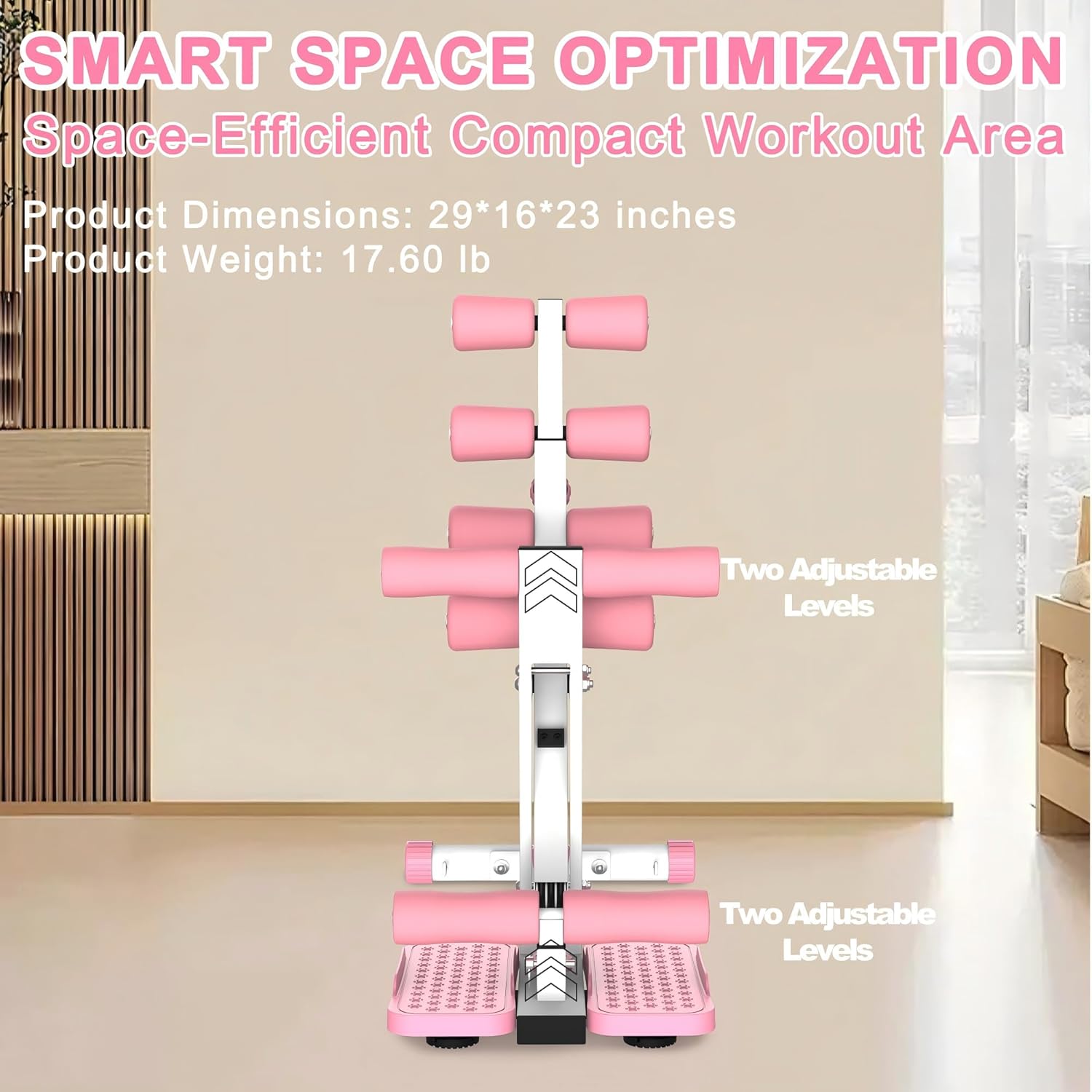 KINMAC Deep Squat Machine for Home-Glutes Trainer Machine with Resistance Bands Squat Assist Trainer for Core & Legs Workout Ideal for Home Gym, Apartment & Office-White Pink