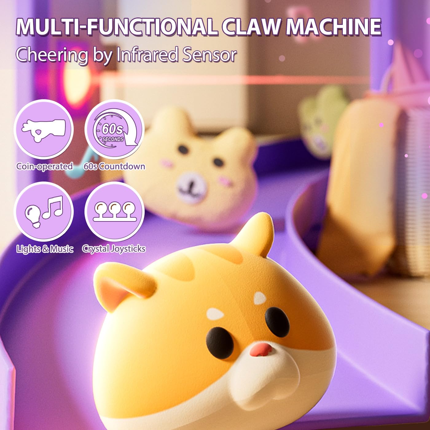 ORANGE OCEAN Large Claw Machine for Kids,Unicorns Toys Claw Machine for Girls,Mini Arcade Game with Prizes Toys,Kids Vending Machine Age 6-8 8-10,Christmas Party Birthday Gift for Girls Boys