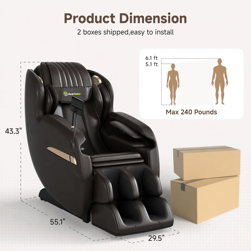 Real Relax 2026 Upgraded 2D SL-Track Massage Chair,Recliner Full Body Zero Gravity with 8 Auto Modes and Upgraded LCD Screen,Added Voice Broadcast,Headrest Cushion,Child Lock and Pause Button,Black