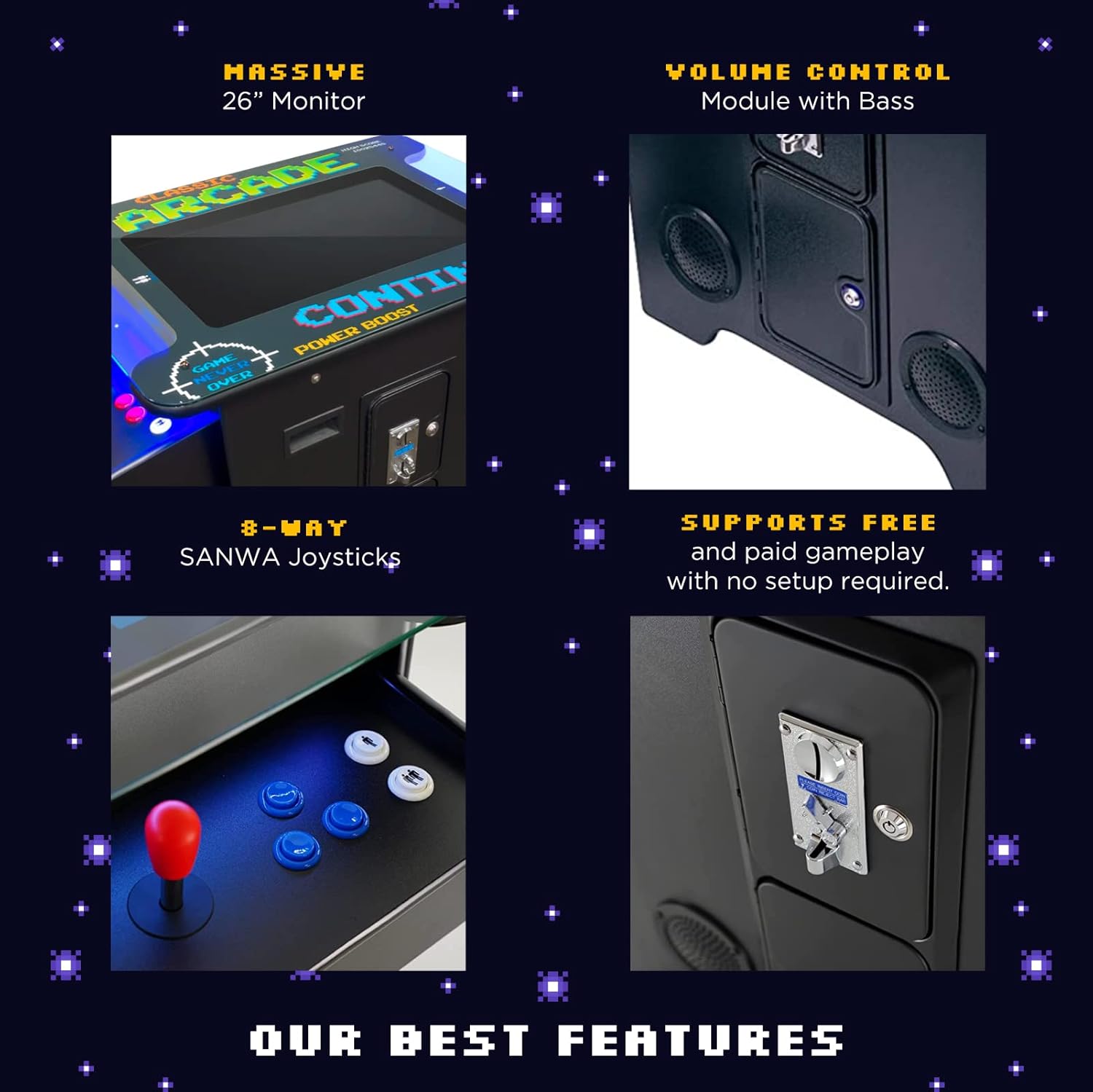 Creative Arcades Full Size Commercial Grade Cocktail Arcade Machine | 2 Player | 412 Games | 26" LCD Screen | Square Glass Top | 2 Sanwa Joysticks | 2 Stools Included | 3 Year Warranty