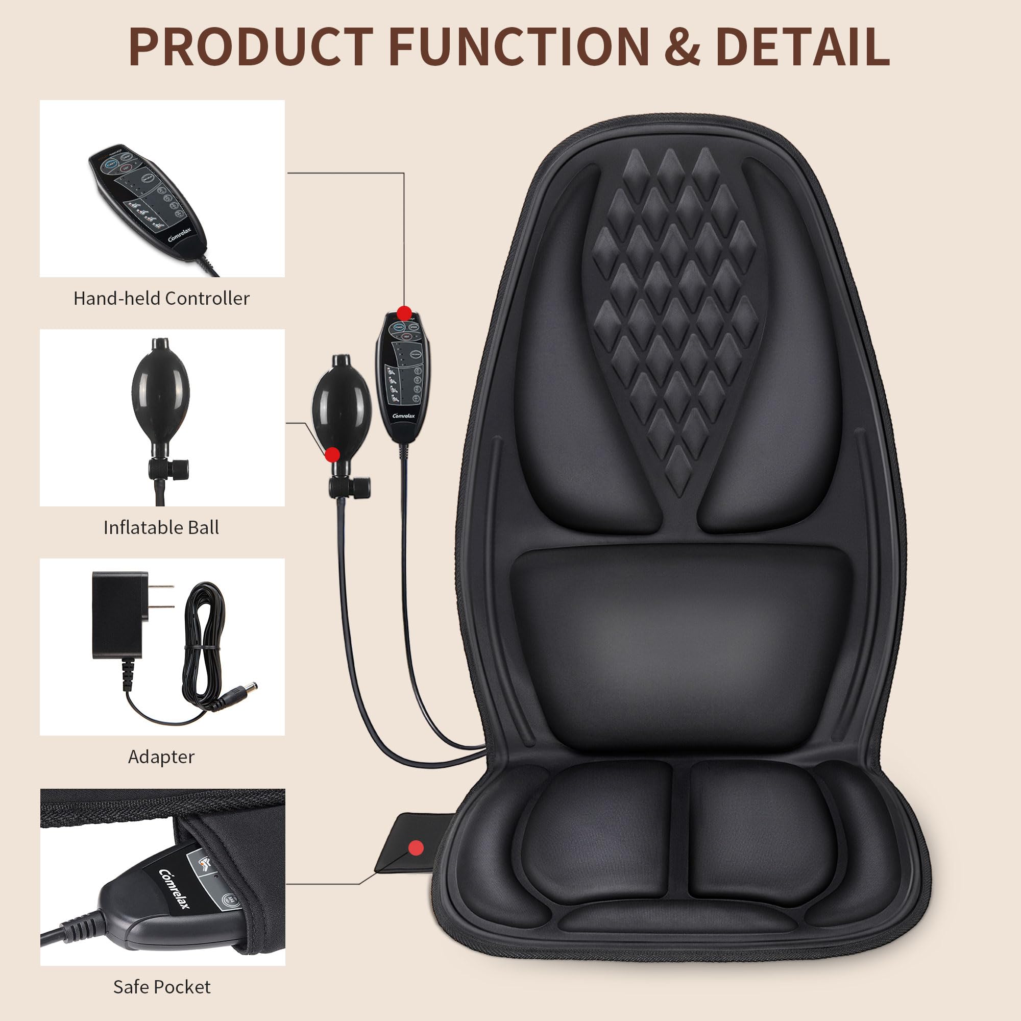 Back Massager for Chair,Massage Chair Pad Helps Relax Muscle and Relieve Pain, Using in The Office/At Home Seat Massager for Father's Day