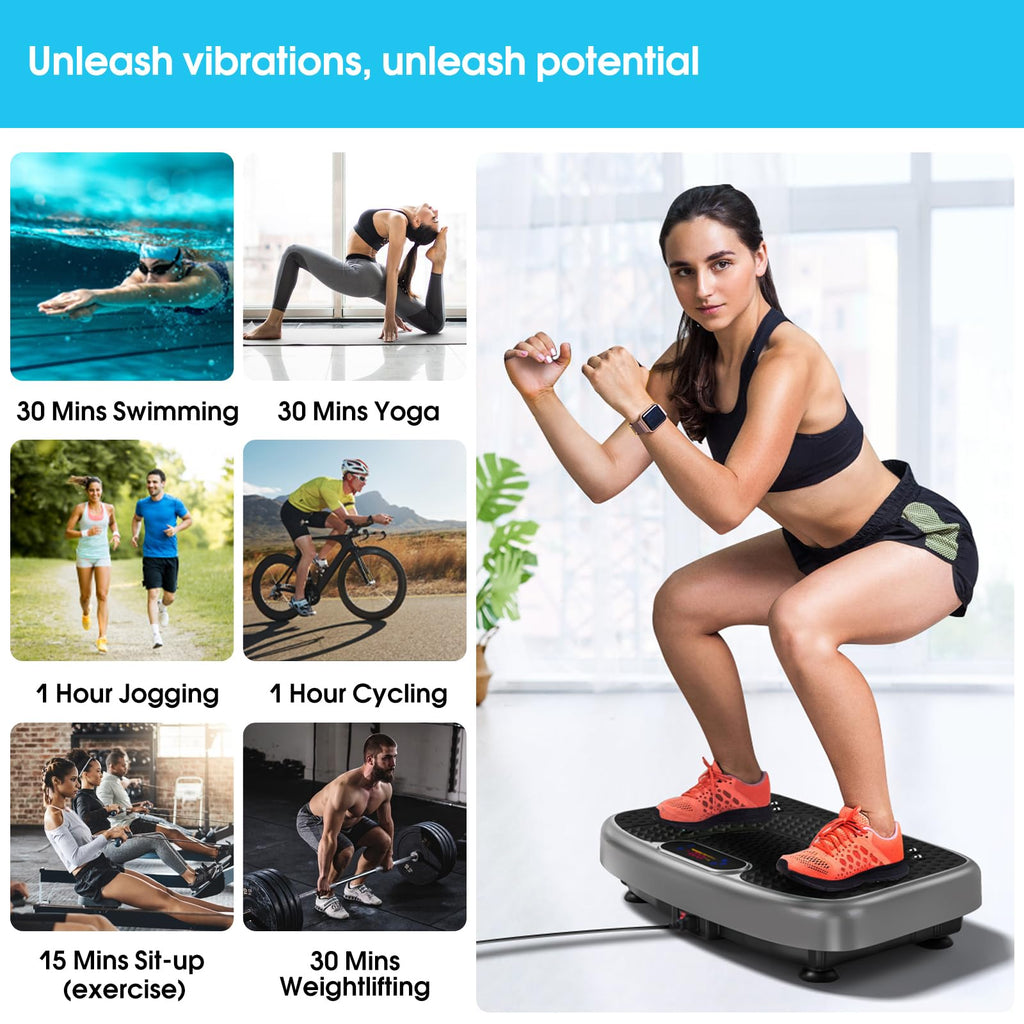SoftGym Waver Vibration Plate Exercise Machine for Lymphatic Drainage Weight Loss,120 Speed Levels Vibrating Platform with Resistance Bands,Full-Body Workout Equipment for Muscle Toning