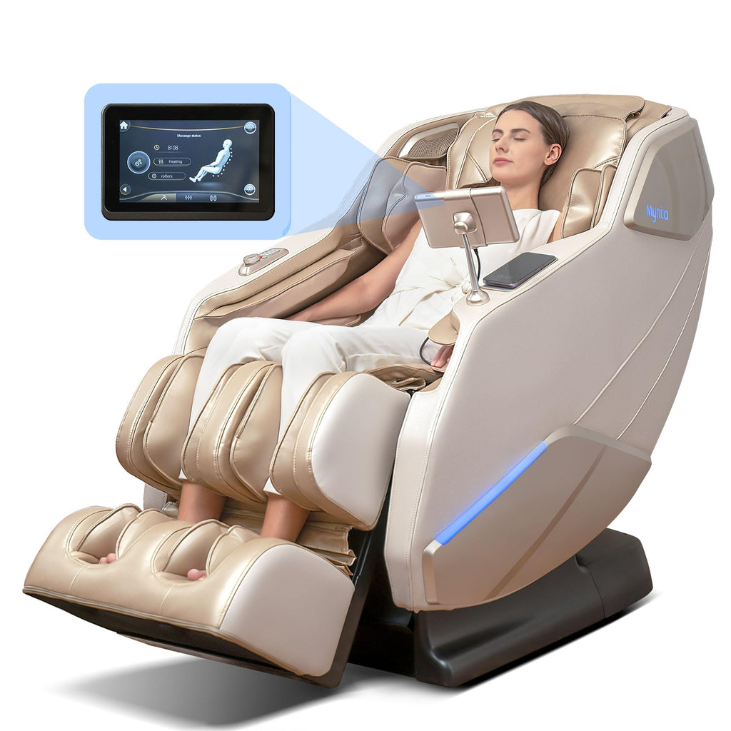 MYNTA Massage Chair Full Body with Heat, Zero Gravity SL-Track Shiatsu 3D Massage Chairs with 12 Modes,12 Massage Techniques, Waist Hip Heating, Calf Foot Massage, HD Bluetooth Speaker & White Noise