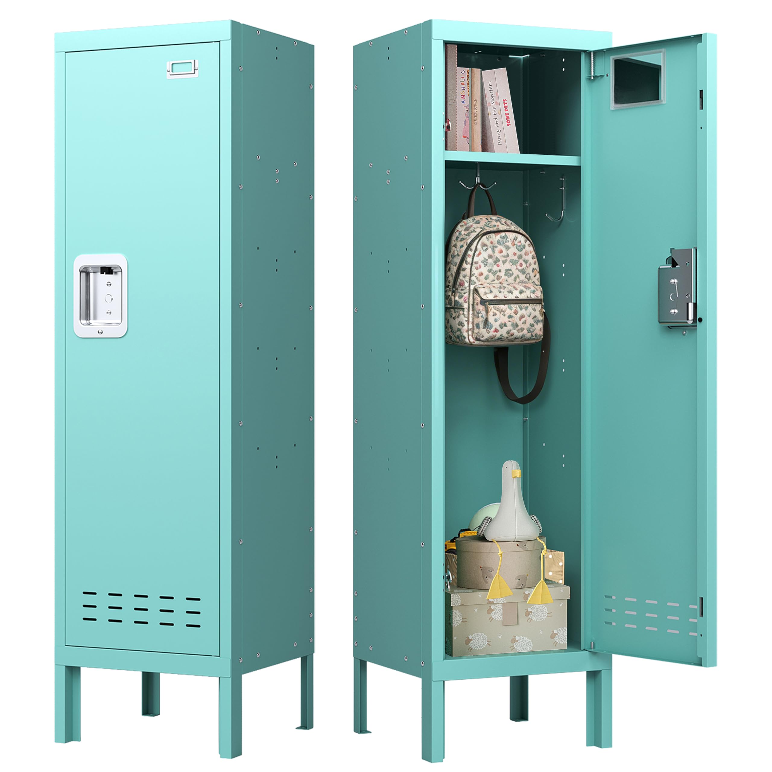 BUTISOW Metal Lockers - 66" Height Steel Lockers for Employees with 5 Door Storage Locker with Card Slot for Employees Gym School Home Office Garage - Assembly Required