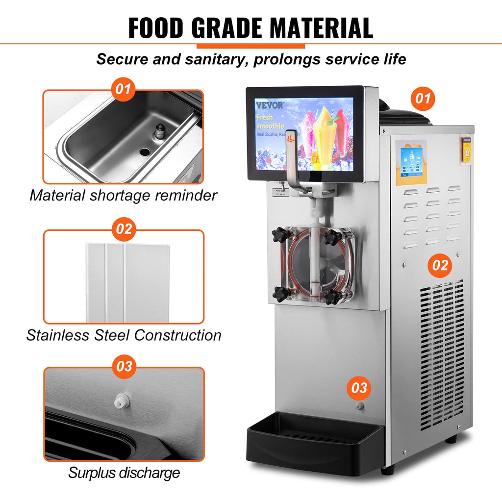VEVOR Commercial Slushy Machine, 2 x 12L / 3.17 Gal Double Tanks, Cool and Freeze Modes, Stainless Steel Margarita Smoothie Frozen Drink Maker, Slushie Machine for Party Cafes Restaurants Bars Home
