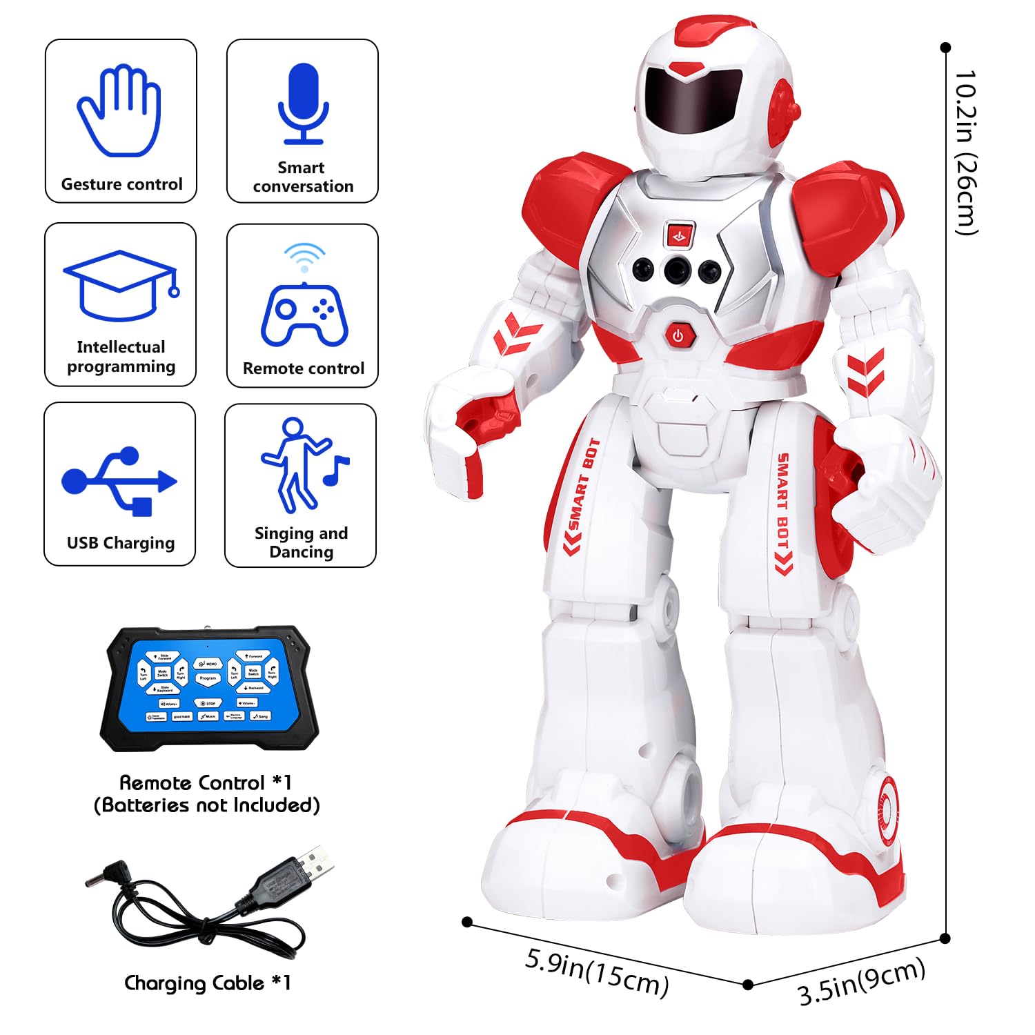 KingsDragon Robots Toy for Kids, RC Gesture Sensing Toy, Interactive Walking Singing Dancing Robot Birthday Presents for Boys Girls Age 6 7 8 9 Years Old