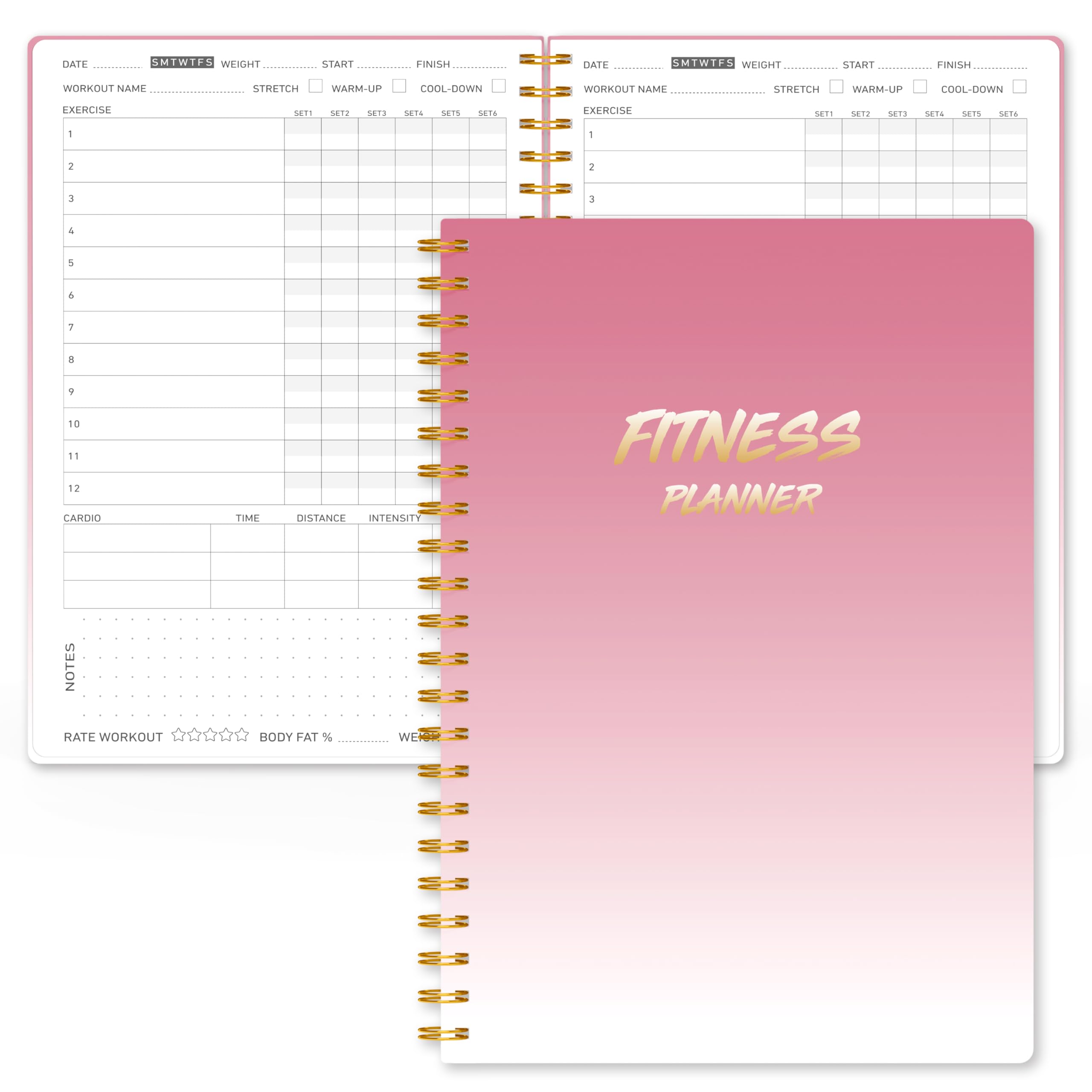 Workout Journal Fitness Tracker Planner for Men & Women, Exercise Log Book to Track Gym & Home Training, Goals, Sets, Reps & Progress, 142 Pages, A5 5.7" x 8.2" Portable Hardcover with Metal Corners, Green
