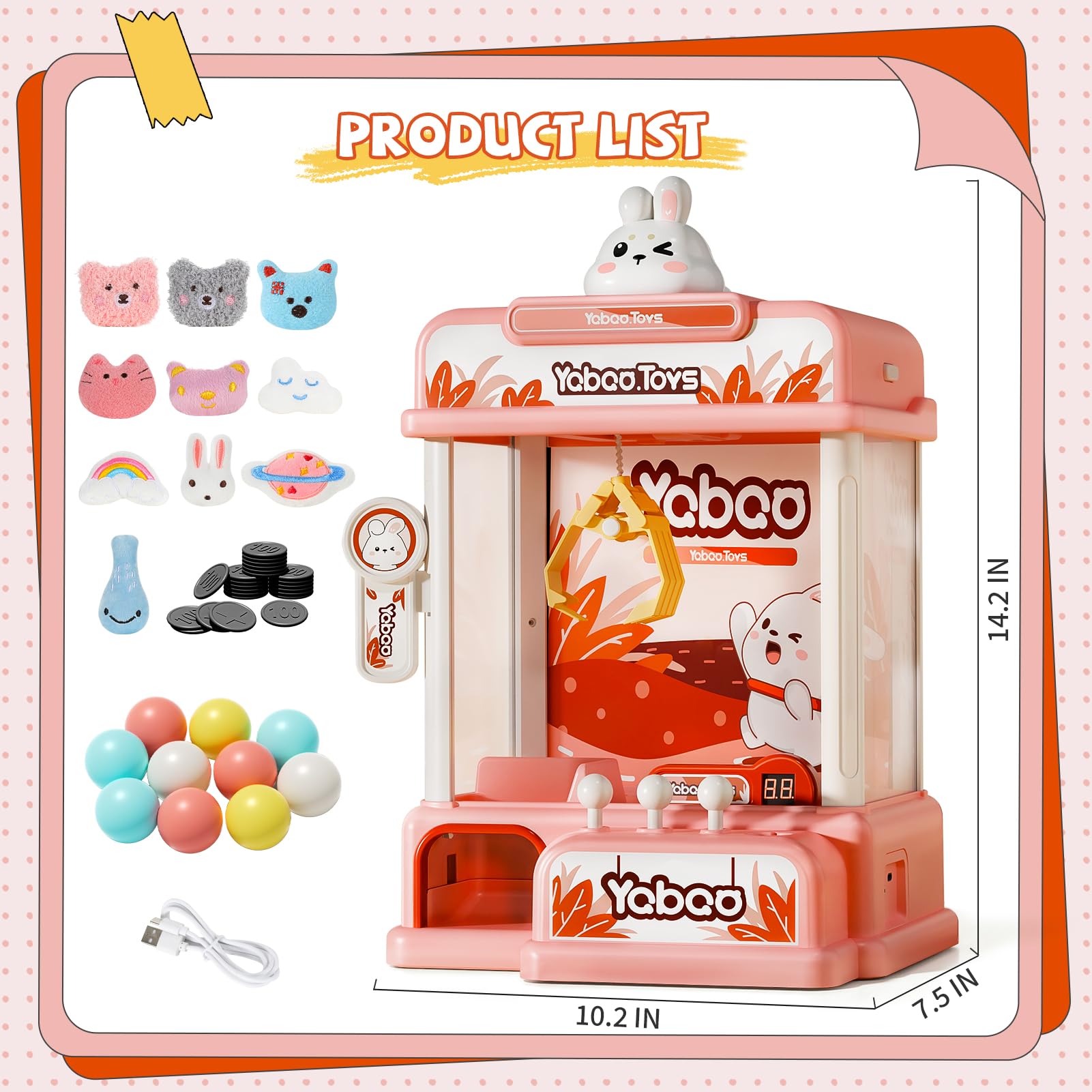 ORANGE OCEAN Large Claw Machine for Kids,Unicorns Toys Claw Machine for Girls,Mini Arcade Game with Prizes Toys,Kids Vending Machine Age 6-8 8-10,Christmas Party Birthday Gift for Girls Boys