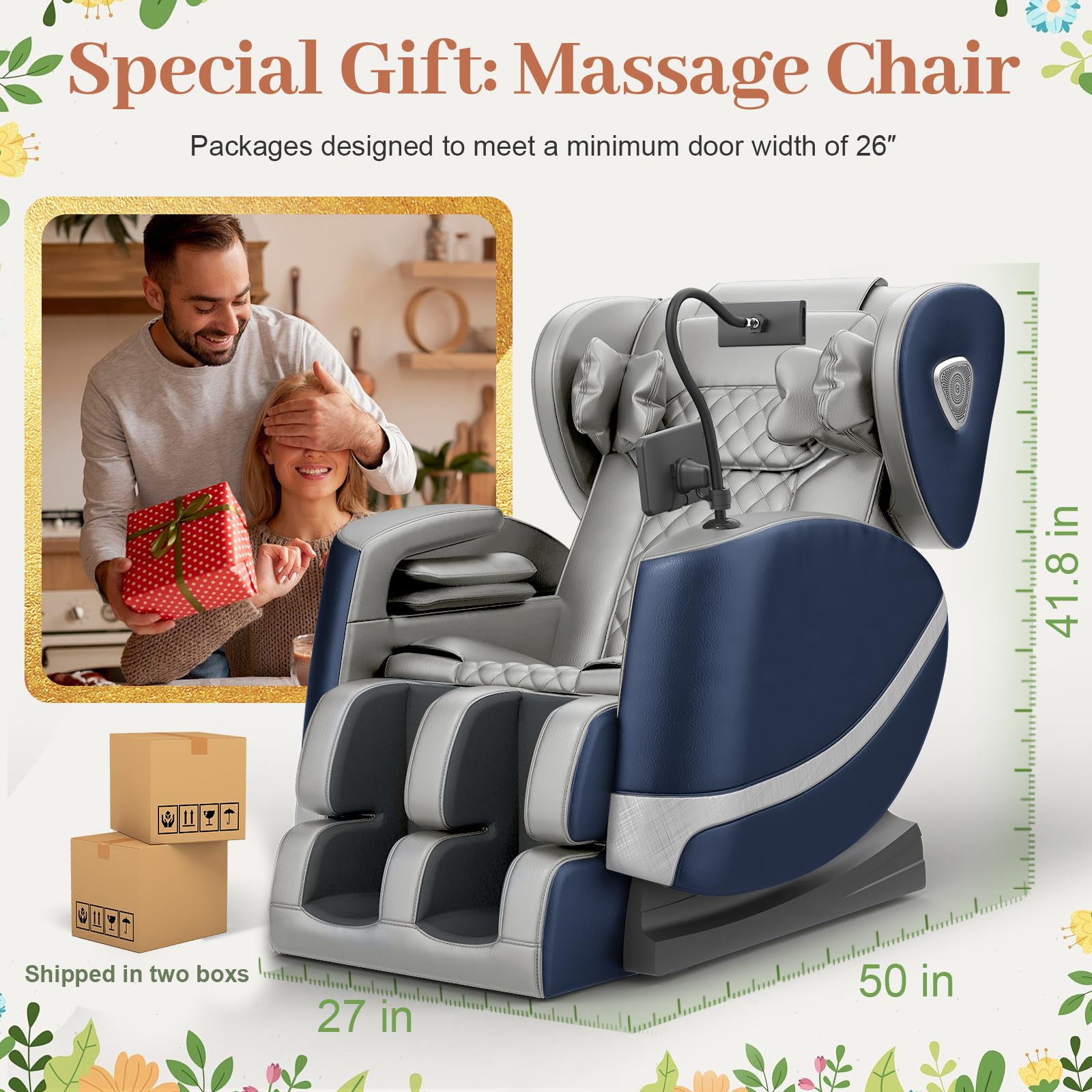 FURNIMAT 2026 Massage Chair Full Body, Zero Gravity Massage Chair with 10 Fix Rollers, Airbags, Heating, Foot Massage, Auto Modes, Bluetooth Speaker, Smart Screen Controller (Advanced Version)