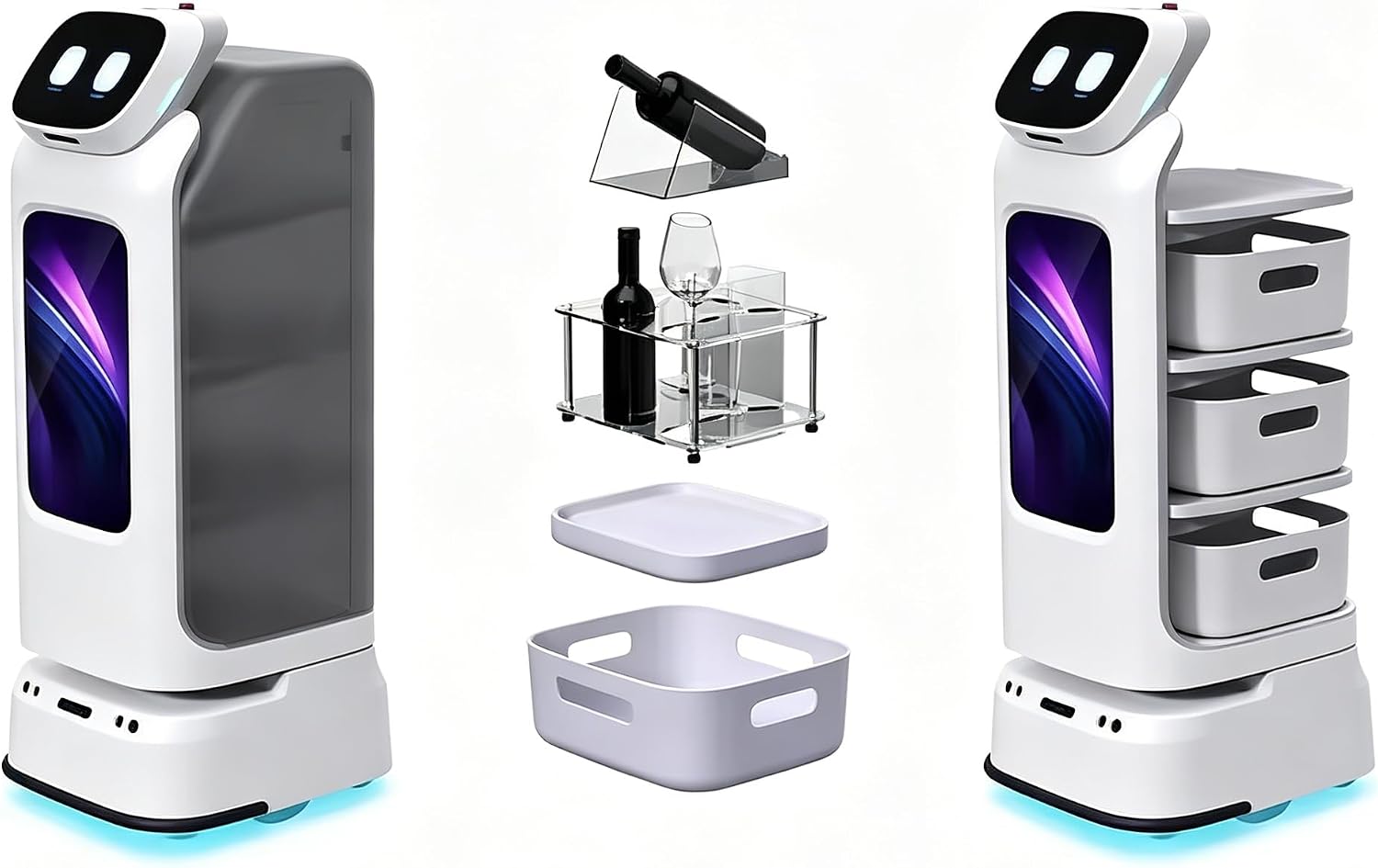 Commercial Food Delivery Robot for Restaurant Service, Autonomous Robot Waiter with Smart Navigation, Multi Tray Catering Assistant for Hotel Cafe Buffet Hospitality Indoor Dining Transport