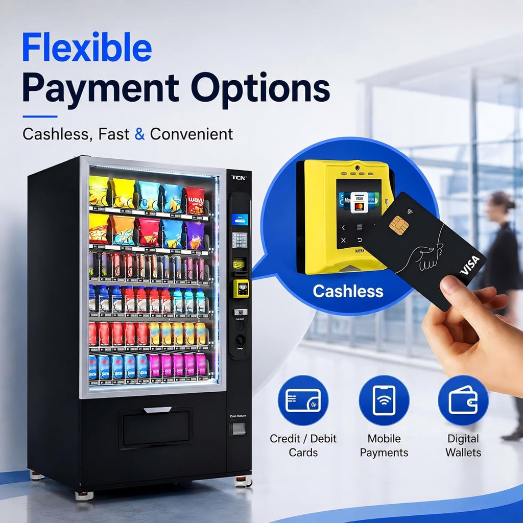 Combo Vending Machine with Card Reader, Snack & Drink Vending Machine for Business, 60 Selections 300 Capacity, Cashless Payment, Smart Vending Machine Commercial Use