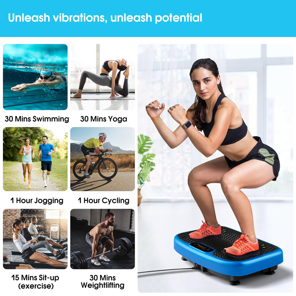 SoftGym Waver Vibration Plate Exercise Machine for Lymphatic Drainage Weight Loss,120 Speed Levels Vibrating Platform with Resistance Bands,Full-Body Workout Equipment for Muscle Toning