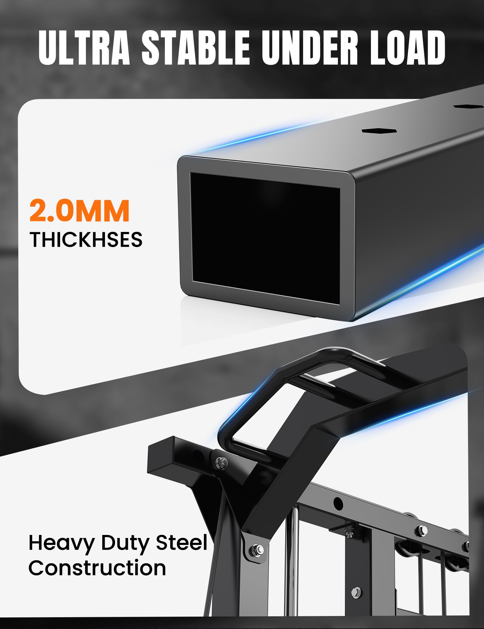 Unive Fitness Smith Machine, Commercial-Grade All-in-One Home Gym Power Cage with Squat Rack, Dual Cable Crossover & Pulley System, Complete Attachments for Full Body Workouts