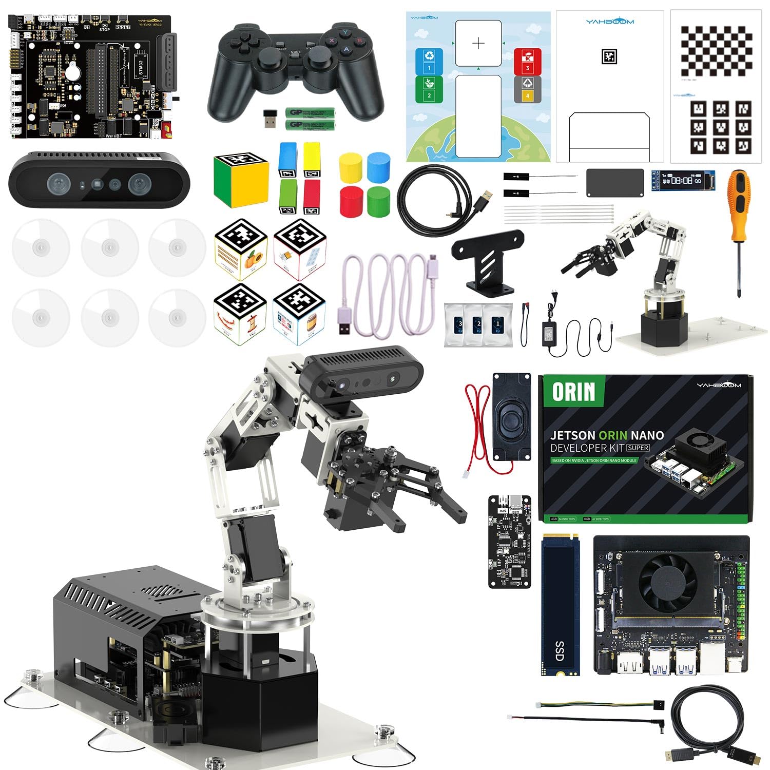 Yahboom ROS2 Robot Car Ackerman Steering Chassis,AI Visual Recognition Embodied Intelligence AI for Jetson Nano B01 4GB,AI Voice Interaction(Superior Ver with Nano-4GB)