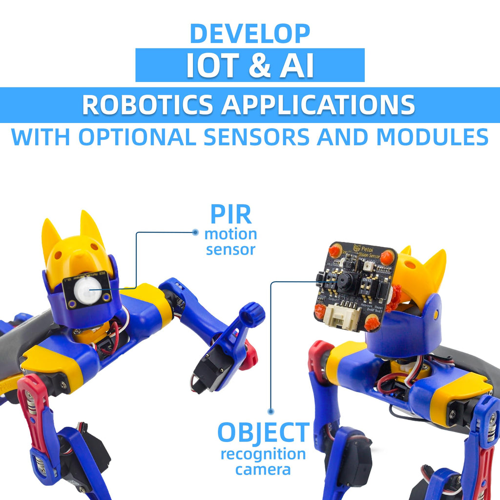 Petoi Programmable Robot Dog Bittle X V2 Lite Servo | Coding Smart Robot Dog Kit, Voice Controlled, Quadruped Interactive Robot for Kids (Bittle X V2 - lite servos - Construction - Yellow + Black)
