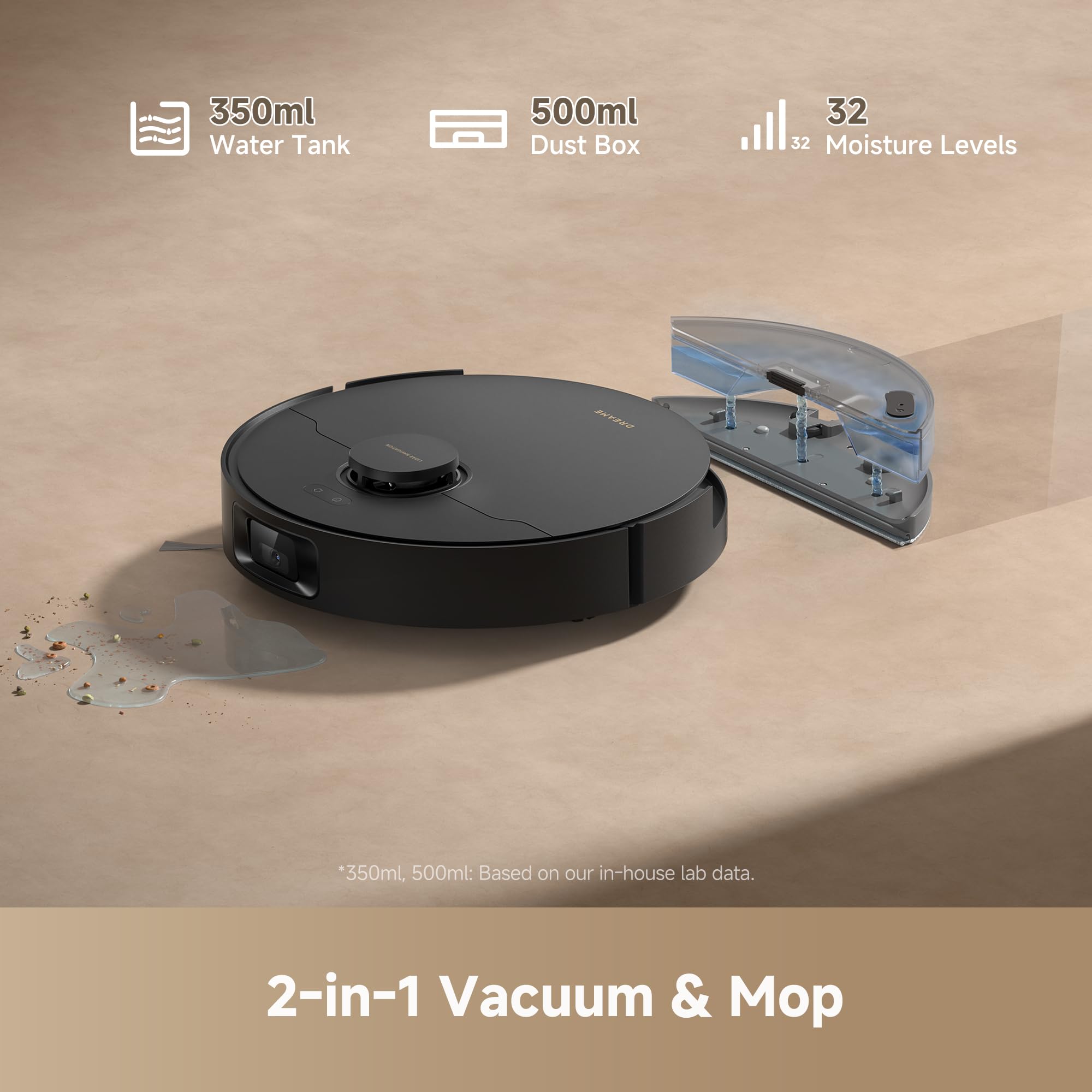 DREAME D20 Air Plus Robot Vac and Mop Combo with 20,000Pa Suction, Anti-Tangling Tech, Auto-Emptying Dock, Deep Carpet Cleaning and Smart Navigation White