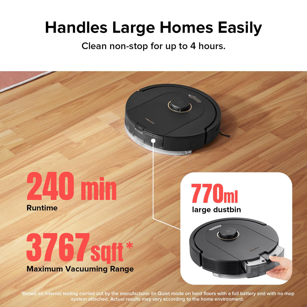 roborock Q10 S5+ Robot Vacuum and Mop, 10,000Pa Suction, Upgraded from Q8 max+, 70 Days Self-Emptying, Obstacle Avoidance, Sonic Mopping, Dual Anti-Tangle Design, Auto Mop Lifting, Black