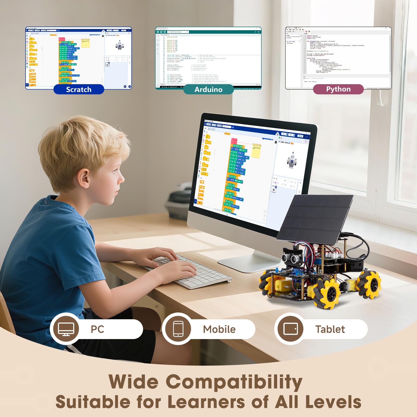 Robotics Kit for Kids Ages 8–12 12-16, ACEBOTT Smart Robot Car Kit with 3MP Camera, STEM Toys for Boys Compatible with Arduino & Scratch,App & Remote Control,STEM Gift for Boys, Girls,Teens and Adults