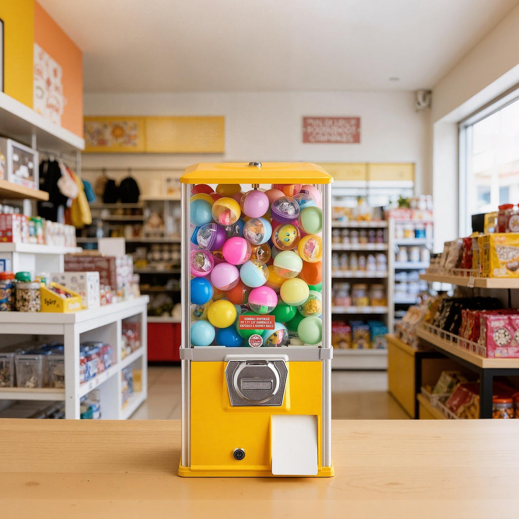 VEVOR Gumball Machine for Kids, 25" Height Home Vending Machine, PS Bouncy Balls Dispenser, Hold 230 Capsule Toys, Rectangle Bubble Gum Machine for Game Stores, Coin Operated Gumball Bank, Red