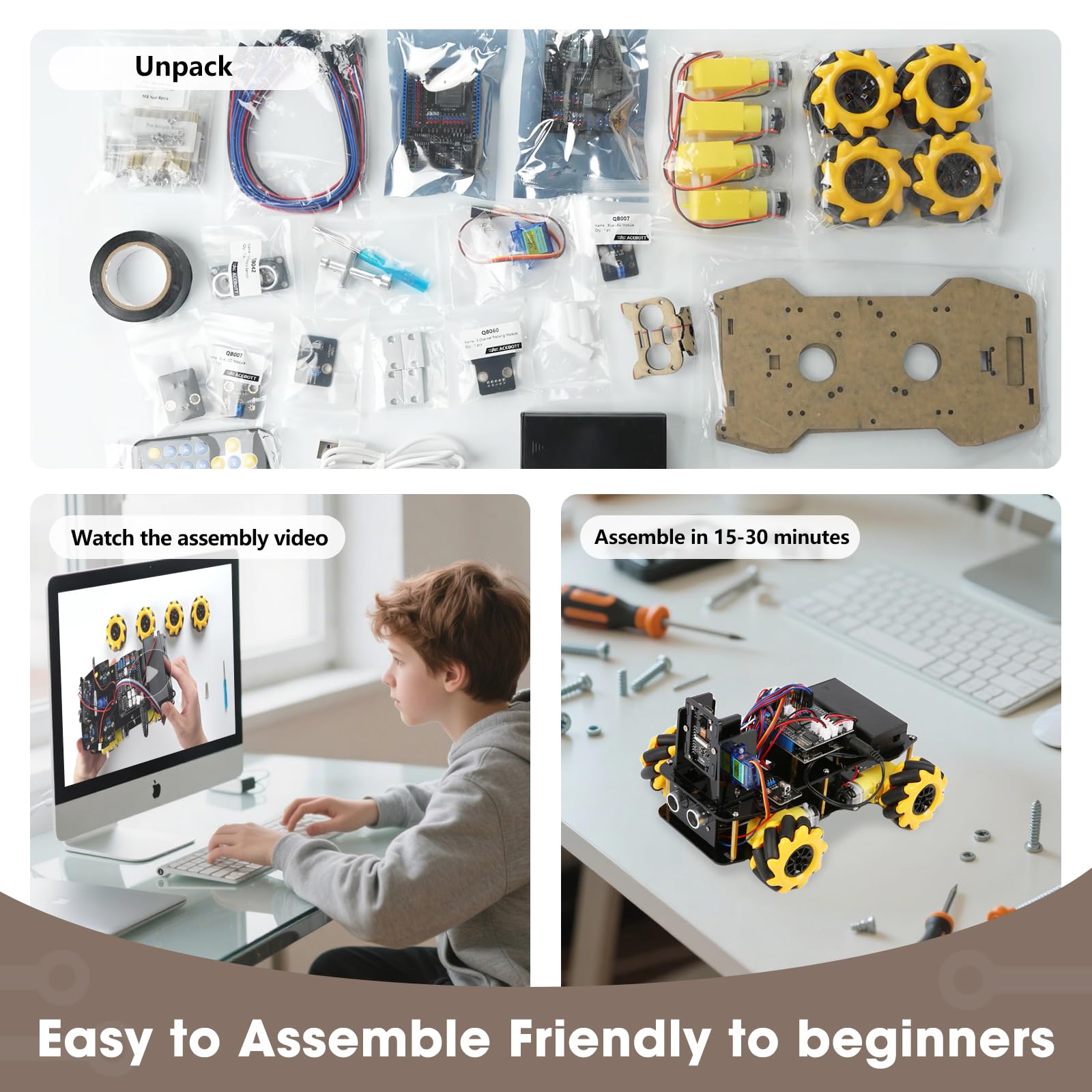 Robotics Kit for Kids Ages 8–12 12-16, ACEBOTT Smart Robot Car Kit with 3MP Camera, STEM Toys for Boys Compatible with Arduino & Scratch,App & Remote Control,STEM Gift for Boys, Girls,Teens and Adults
