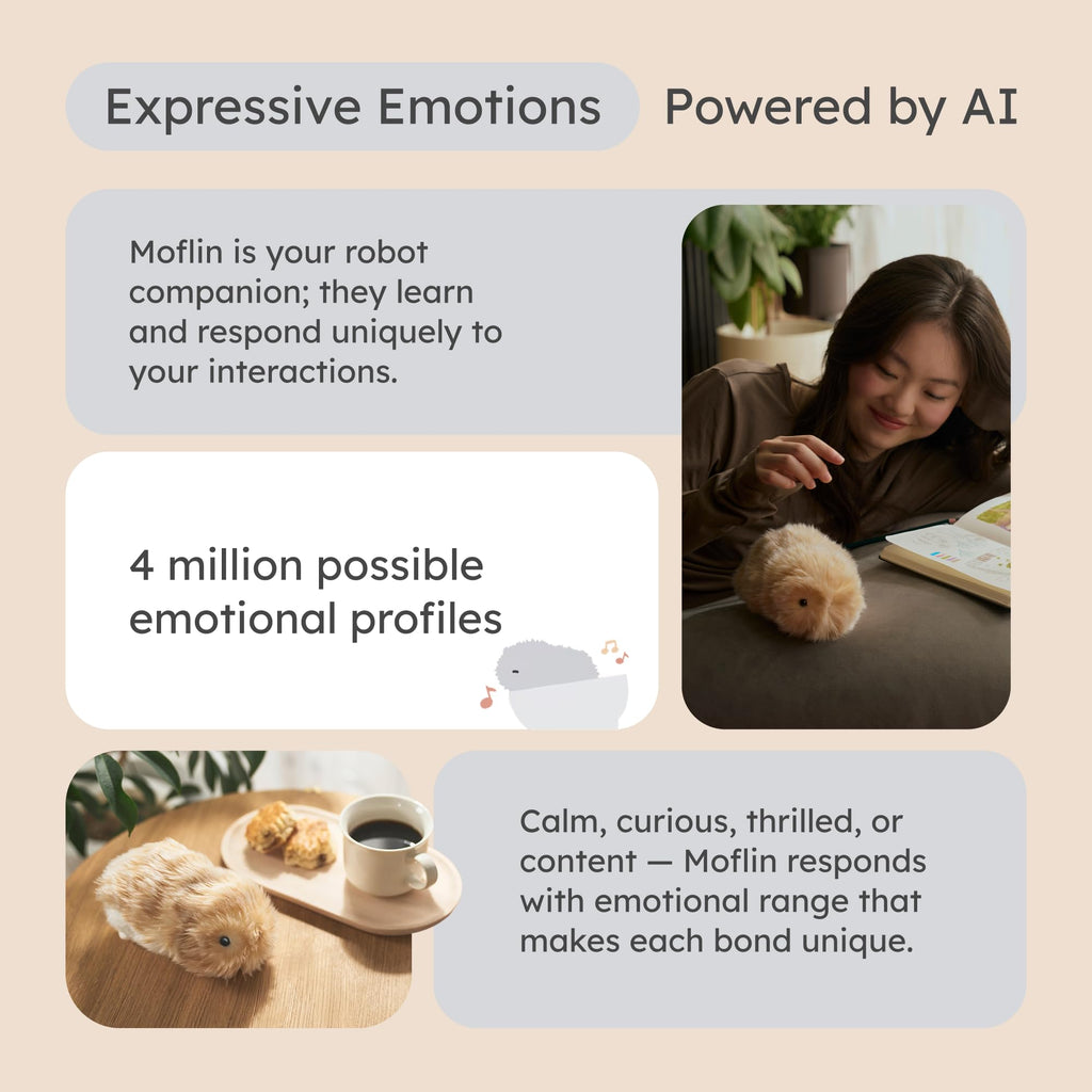 Casio Moflin Smart Companion Powered by AI Interactive Smart Companion with Emotional Evolution and MofLife App Compatibility for Stress Relief and Reassurance (Gold)