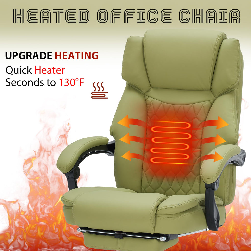 Massage Office Chair with Foot Rest 6 Points Vibration and Heat Home Office Desk Chairs for Heavy People 400lbs Reclining Managerial Chairs Ergonomic Executive Chair (Black)