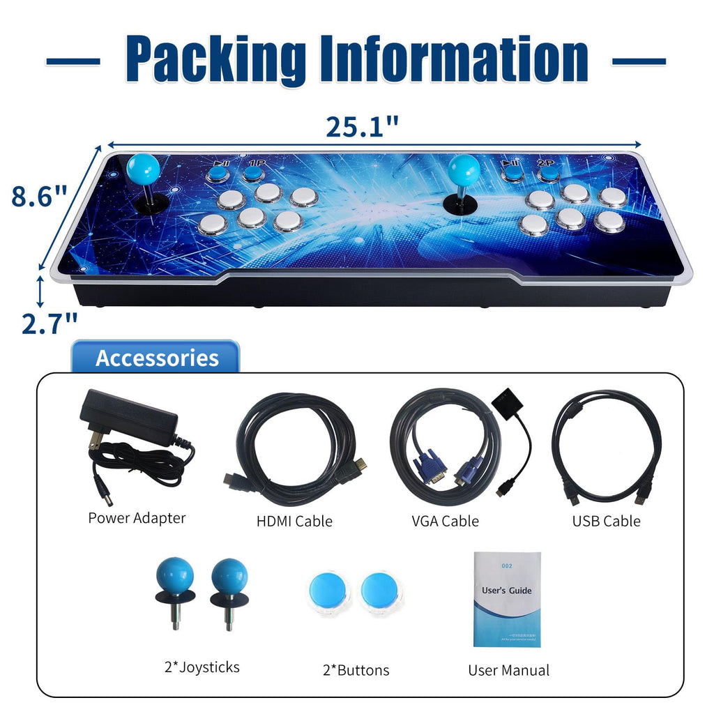 32000 Games 3D Pandora Box Arcade Game Console,Retro Video Game Machine for TV, 1280x720 HD Output,Search/Save/Hide/Pause Games,Support 4 Players,Two Splited Joysticks.