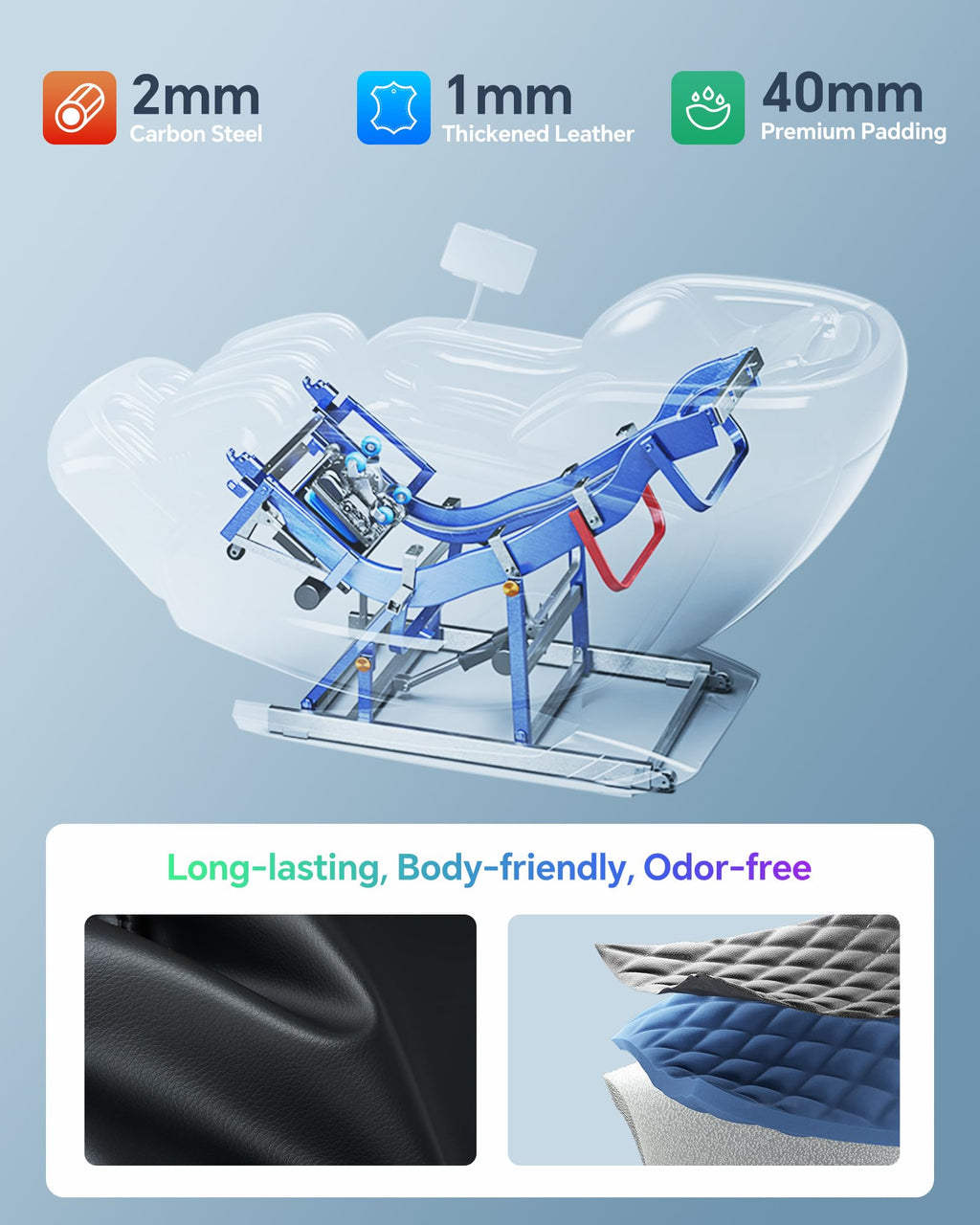 Massage Chair Full Body Zero Gravity, 3D ‌SL-Track Shiatsu Massage with Unique Rocking Sleep Mode, Upgraded Calf & Knee Massage (+11cm) for Tall People, Wireless Charging &Touch Screen,Black