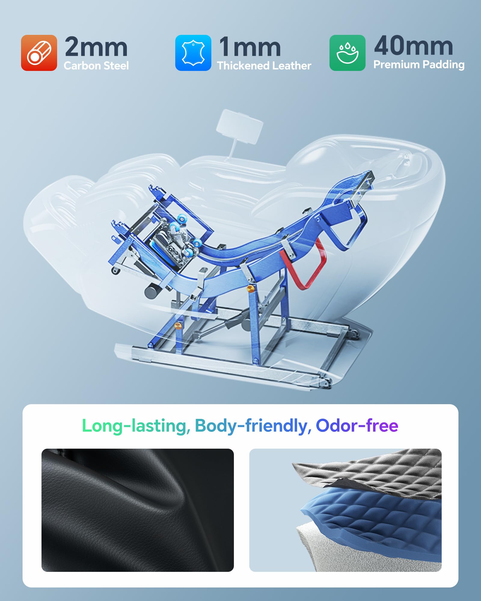 Massage Chair Full Body Zero Gravity, 3D ‌SL-Track Shiatsu Massage with Unique Rocking Sleep Mode, Upgraded Calf & Knee Massage (+11cm) for Tall People, Wireless Charging &Touch Screen,Black