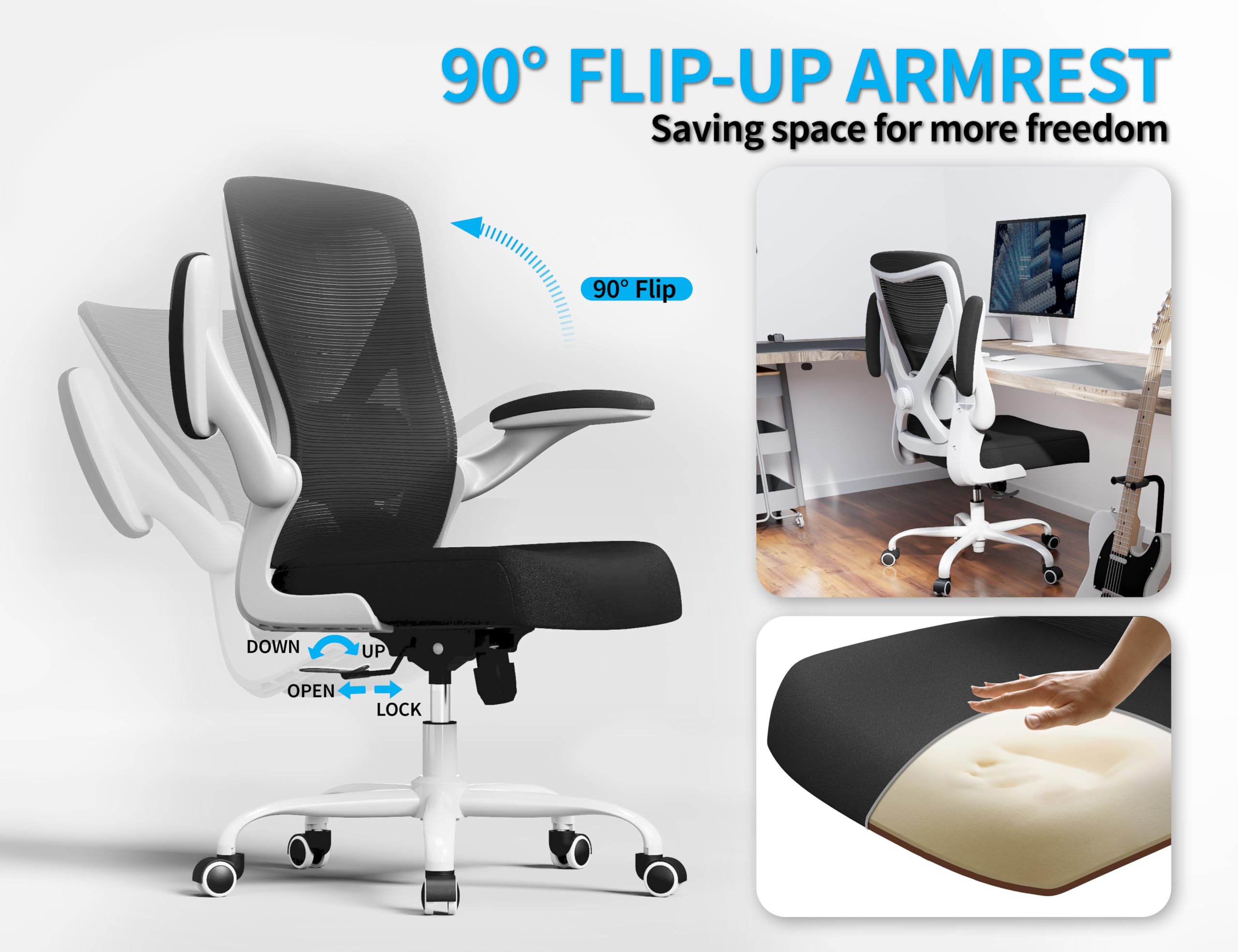 Ergalithic Ergonomic Office Chair - X-Shaped Computer Desk Chairs Comfy, Mesh High-Back Gaming Chair with Adjustable Lumbar Support, Executive Task Chair for Adults, Comfortable for Long Hours