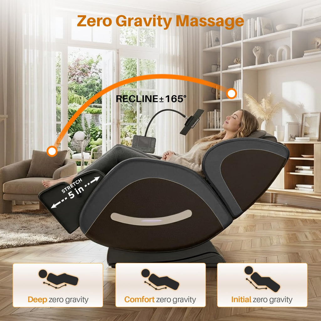 Massage Chair Full Body, Zero Gravity Recliner Massage Chair with Back Heat, 8 Fixed Rollers, Foot Massage, Airbags, Touch Screen for Home and Office
