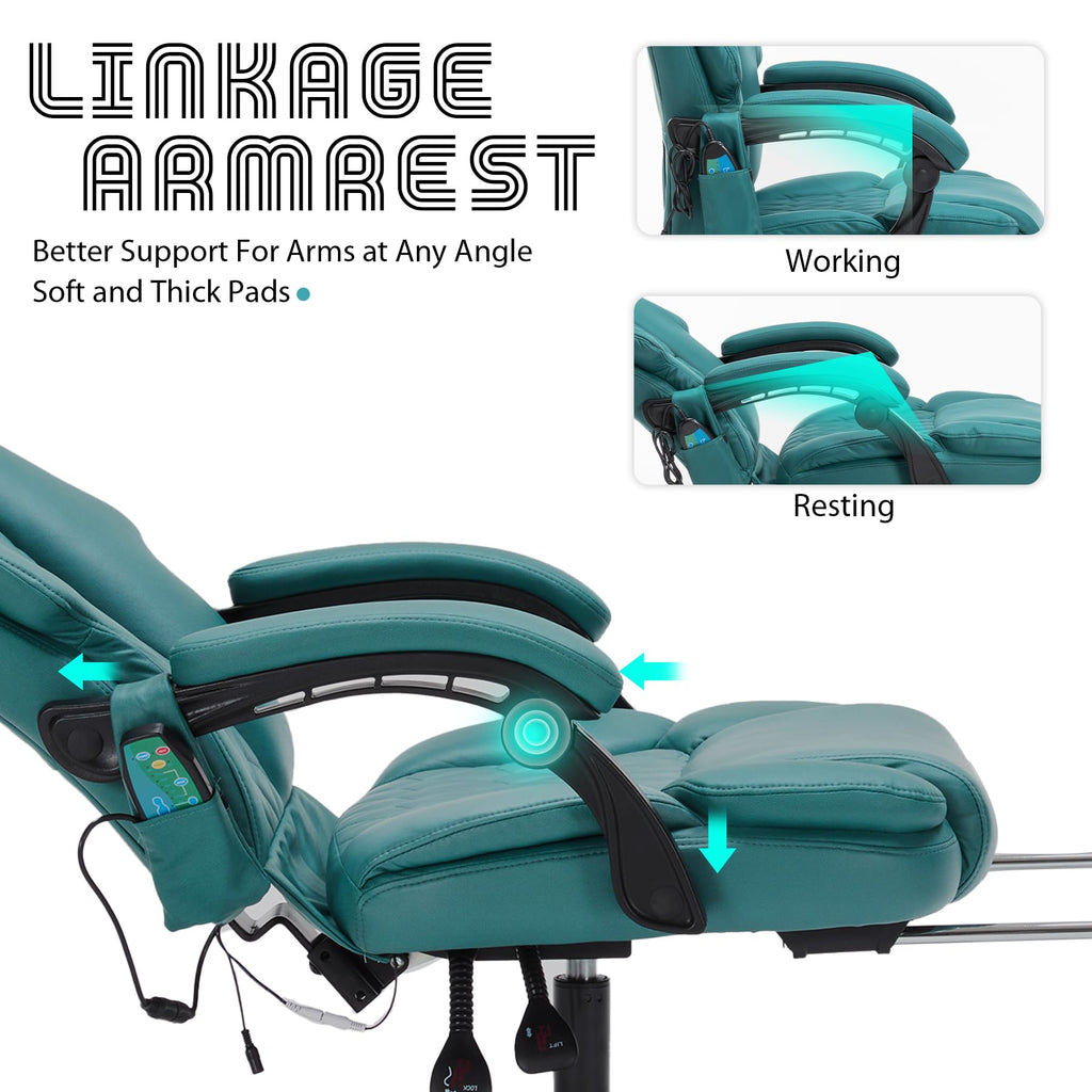 Massage Office Chair with Foot Rest 6 Points Vibration and Heat Home Office Desk Chairs for Heavy People 400lbs Reclining Managerial Chairs Ergonomic Executive Chair (Black)