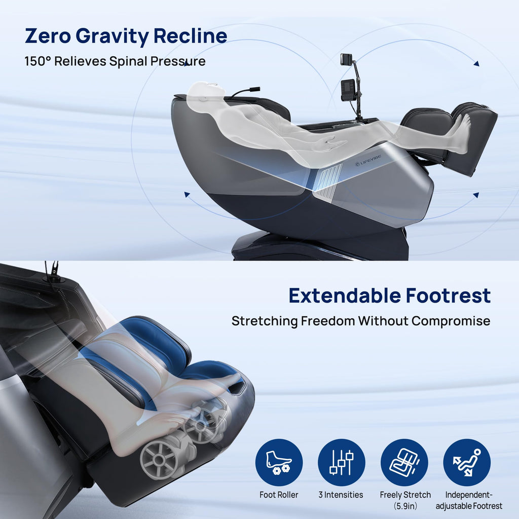 VAT Massage Chair Full Body VibroAcoustic Sonic Wave, SL-Track Zero Gravity Recliner with 25 Auto Modes, Smart Body Scan, Extendable Footrest, Reading Lamp, Black