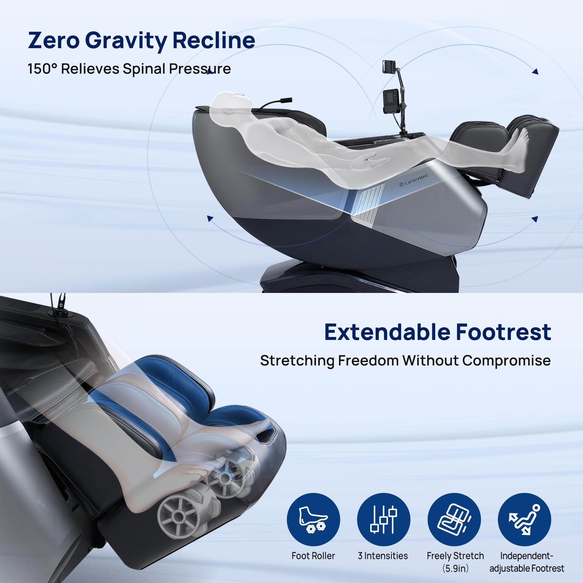 VAT Massage Chair Full Body VibroAcoustic Sonic Wave, SL-Track Zero Gravity Recliner with 25 Auto Modes, Smart Body Scan, Extendable Footrest, Reading Lamp, Black
